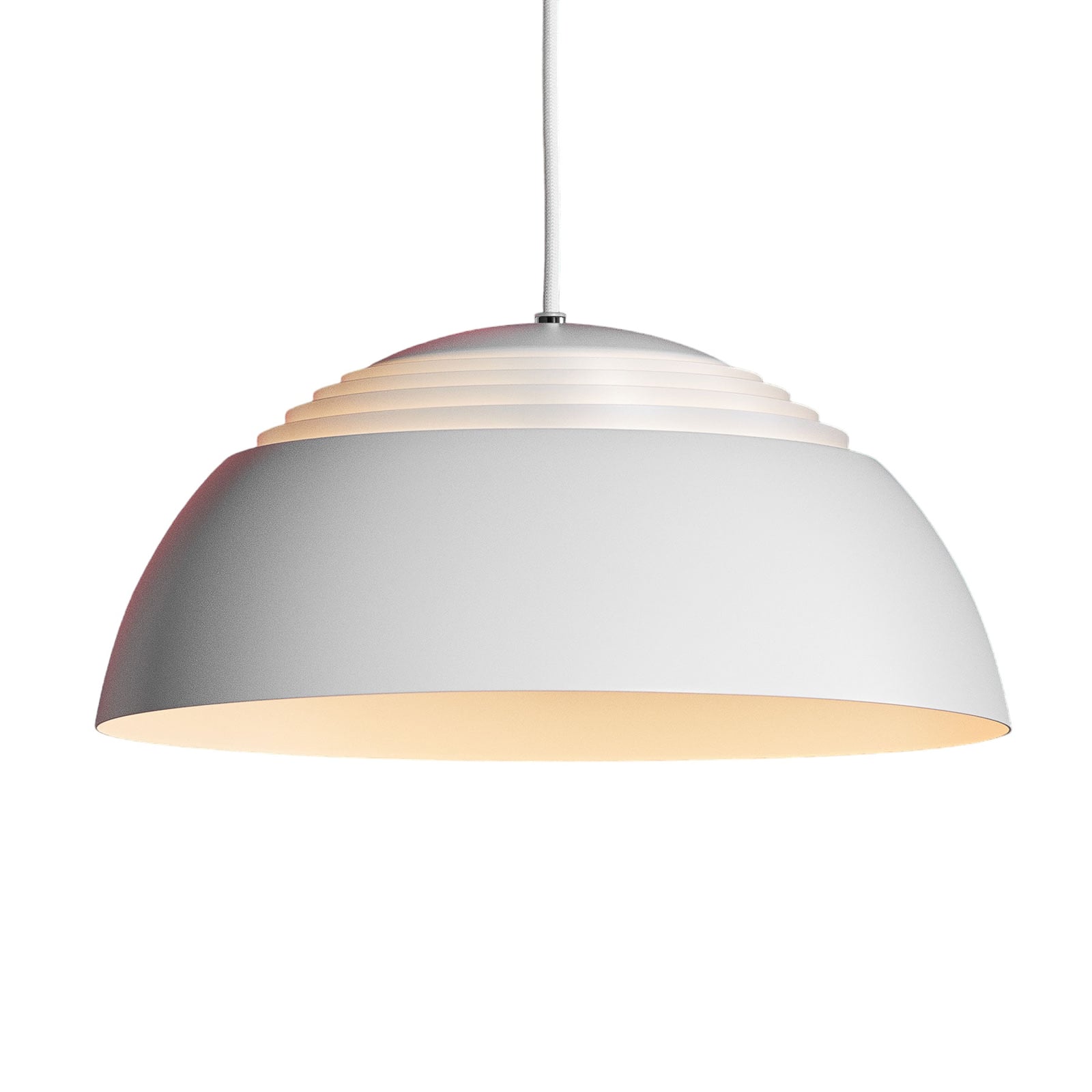 Montert LED pendellampe AJ Royal dimbar hvit Ø37 cm i rom