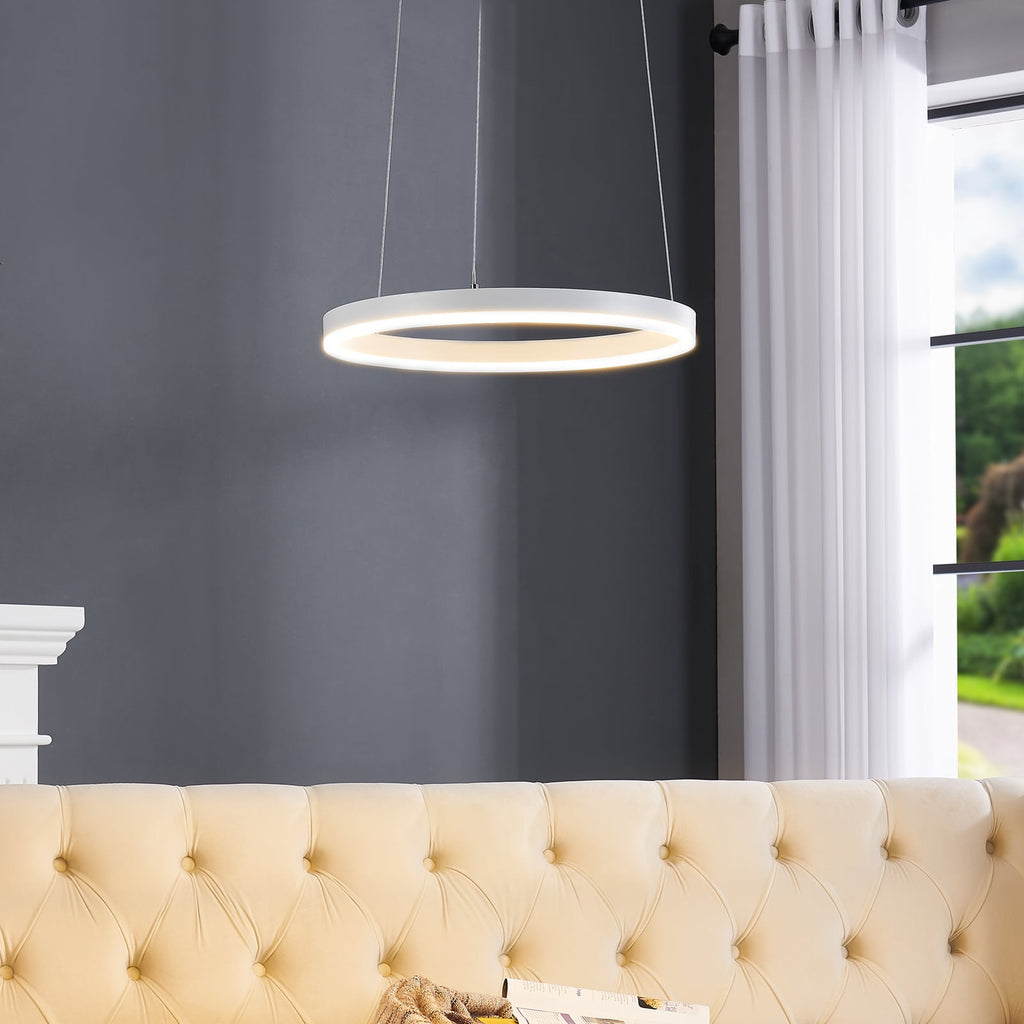 LED pendellampe Albiona ringformet hvit dimbar Ø40 cm forfra