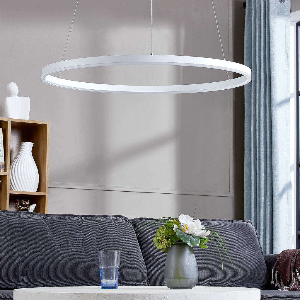 LED pendellampe Albiona dimbar hvit ring Ø80 cm bakside
