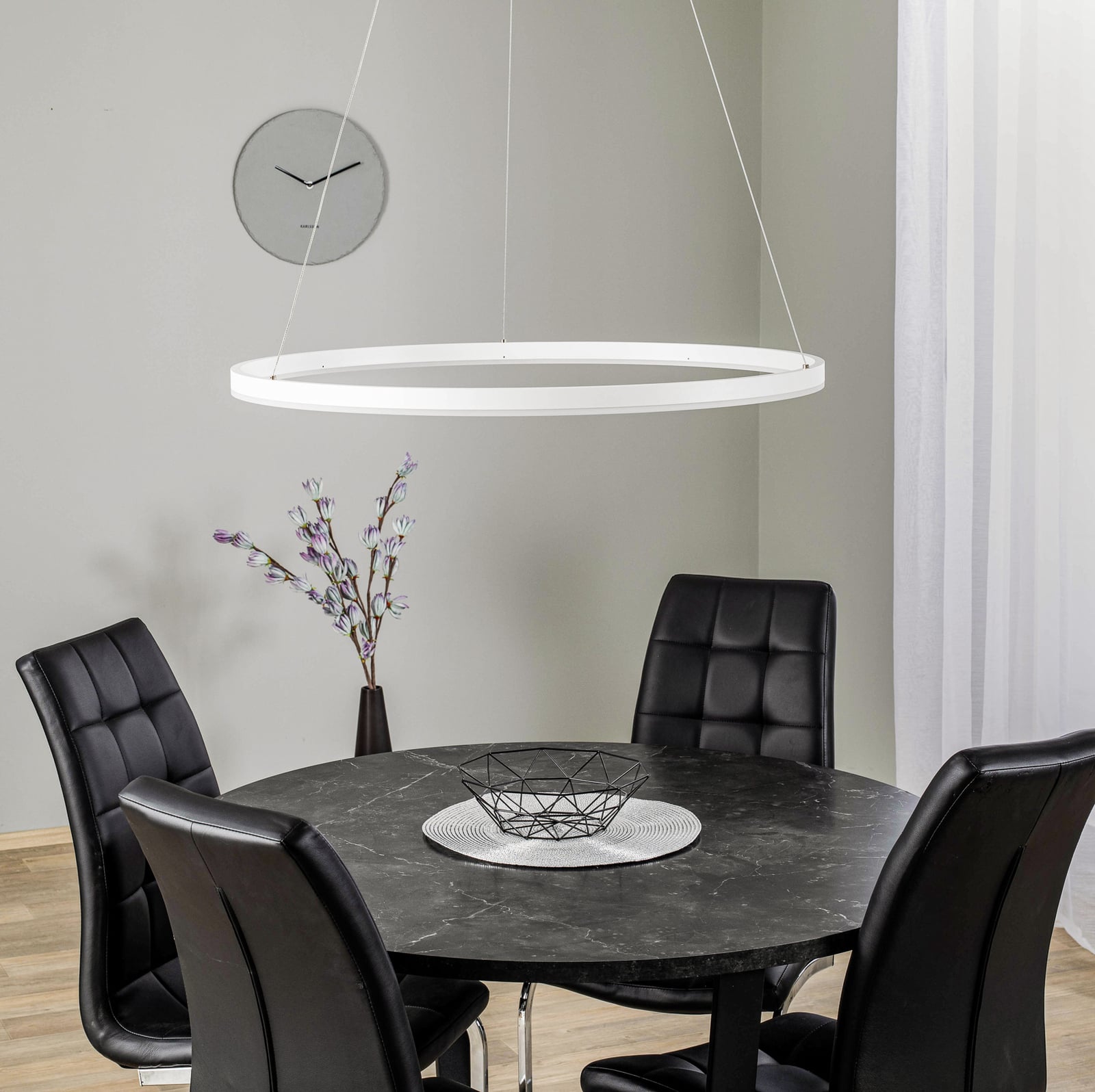 LED pendellampe Albiona dimbar hvit ring Ø80 cm detalj av ring