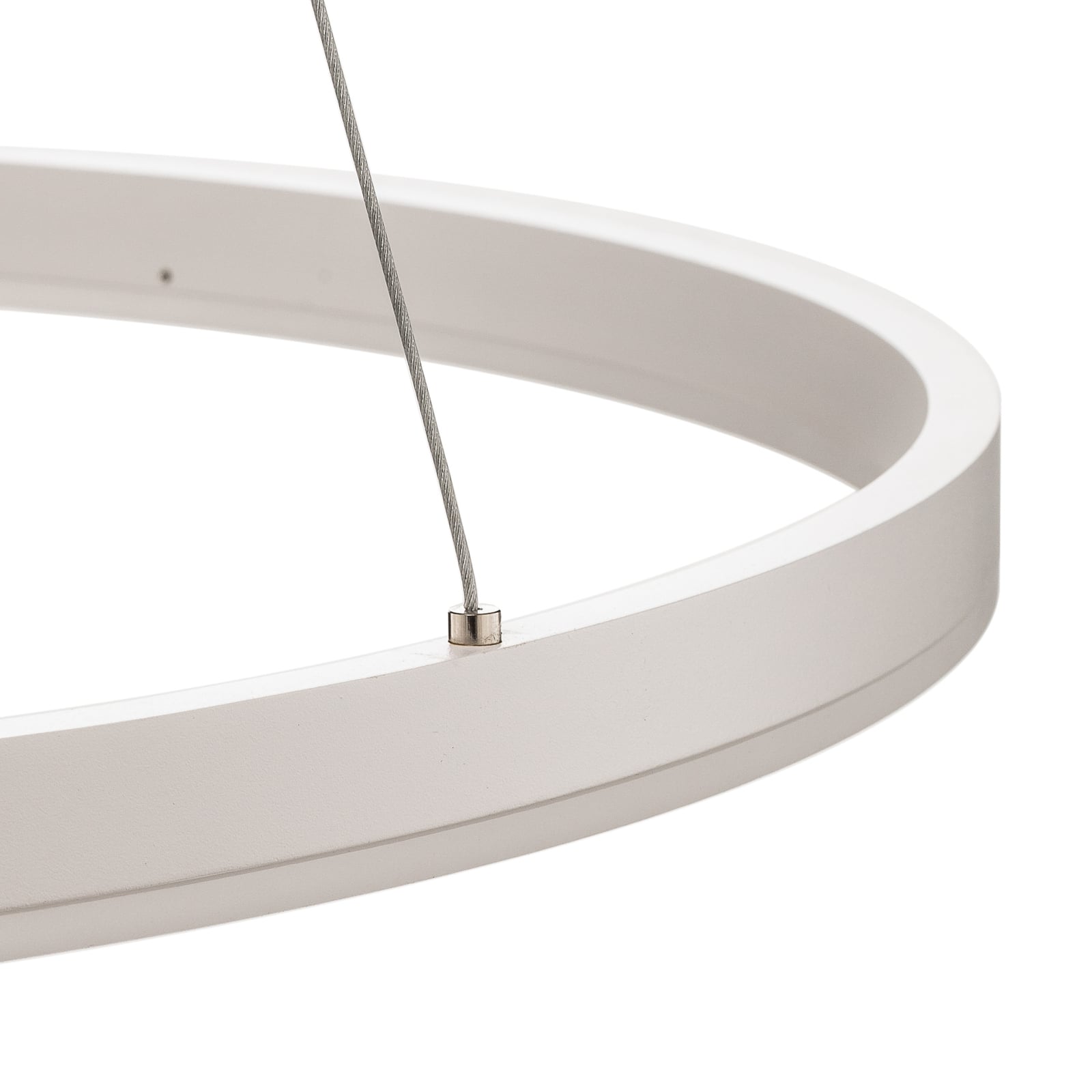 LED pendellampe Albiona dimbar hvit ring Ø80 cm opphengsdetalj