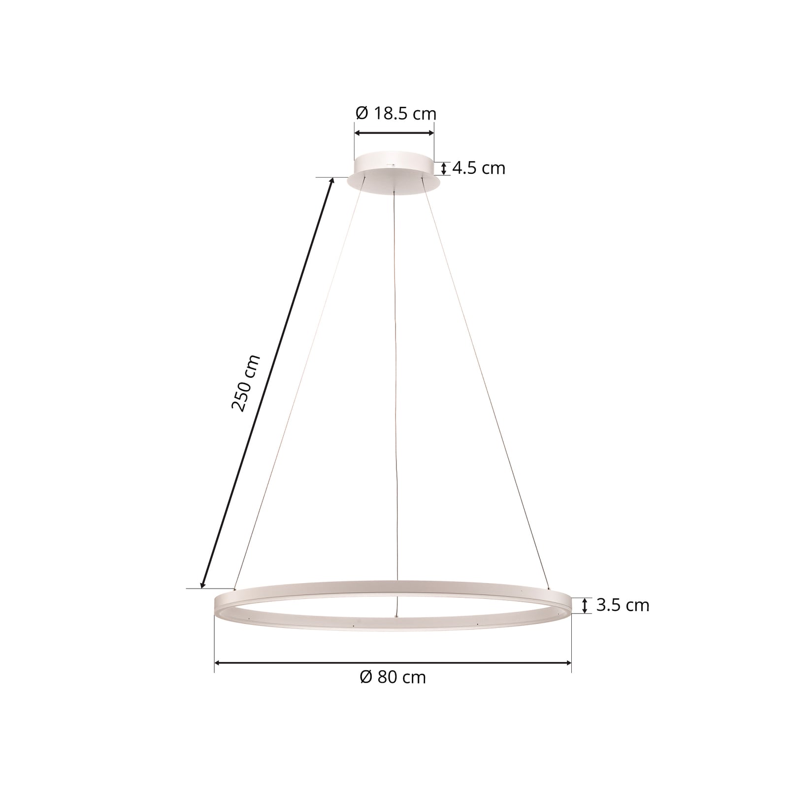LED pendellampe Albiona dimbar hvit ring Ø80 cm dimmer funksjon