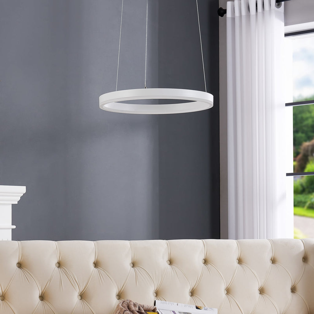 LED pendellampe Albiona ringformet hvit dimbar Ø40 cm bakside