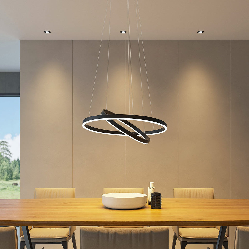 LED pendellampe Albiona 2 ringer dimbar svart bakside