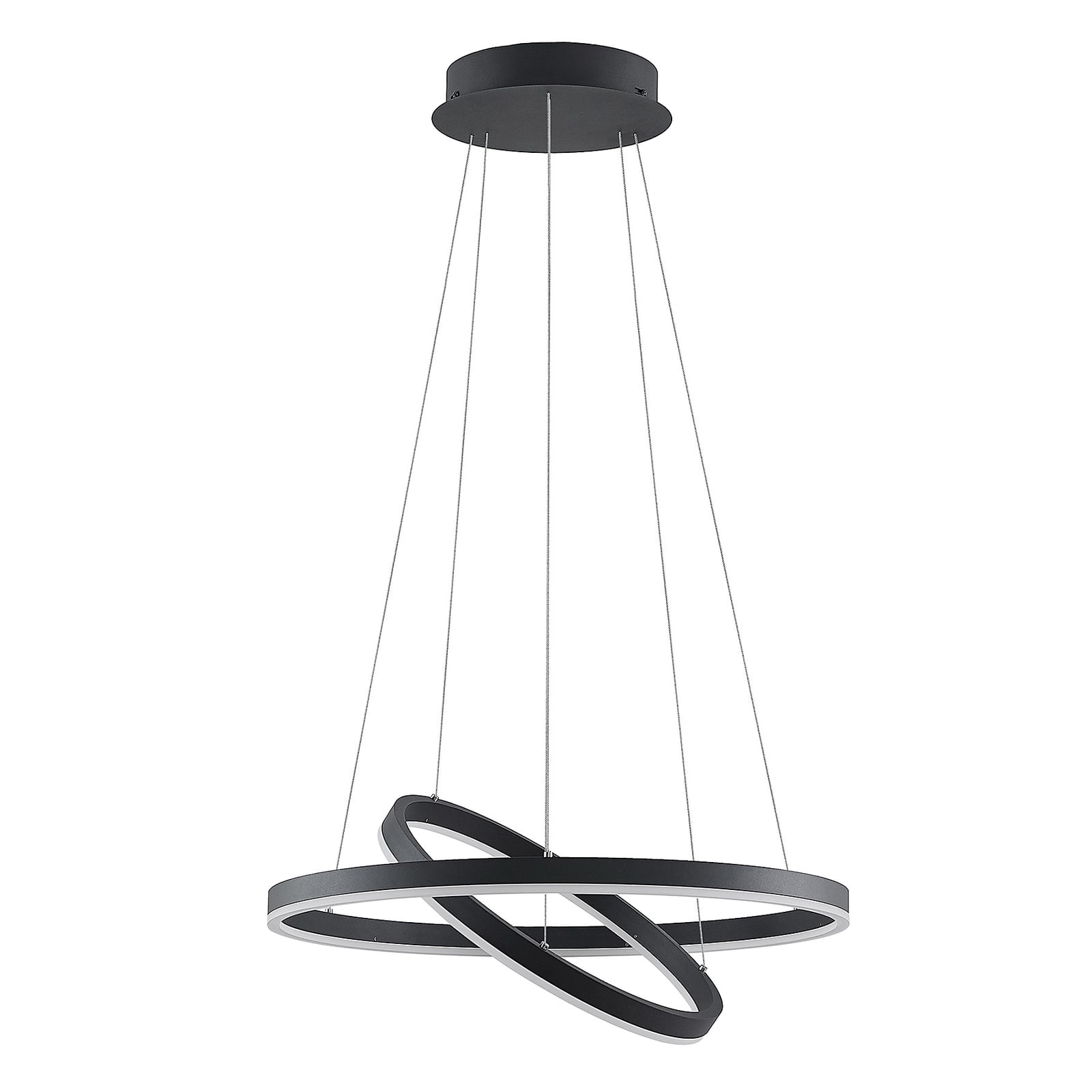 LED pendellampe Albiona 2 ringer dimbar svart montert i rom