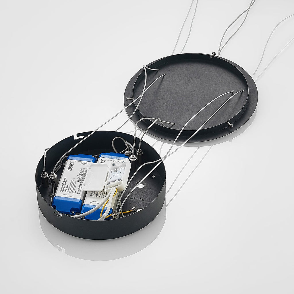 LED pendellampe Albiona 2 ringer dimbar svart helhetsbilde