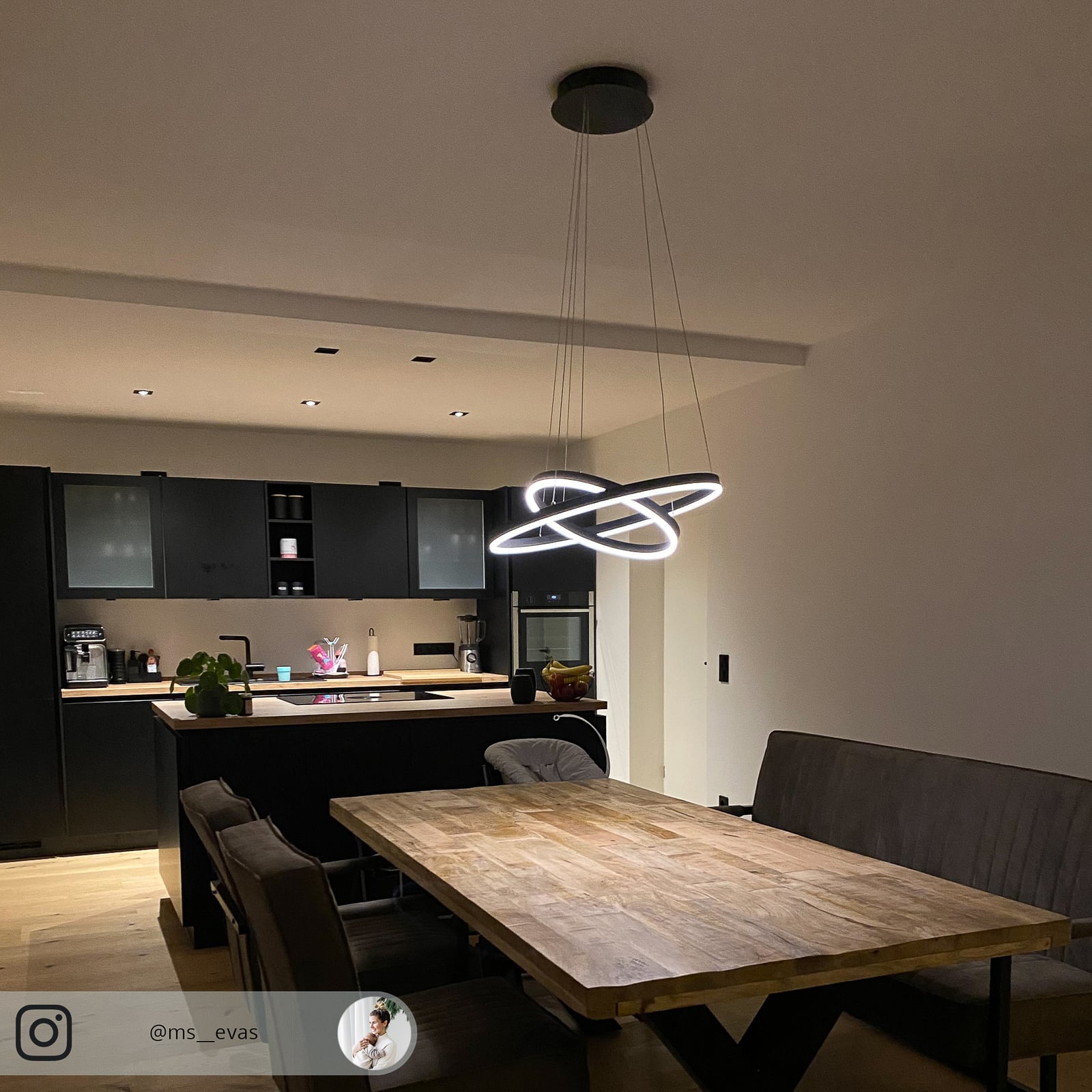 LED pendellampe Albiona 2 ringer dimbar svart profilbilde