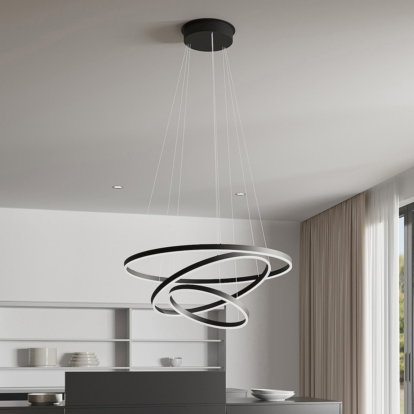 LED pendellampe Albiona 3 ringer dimbar svart bakside