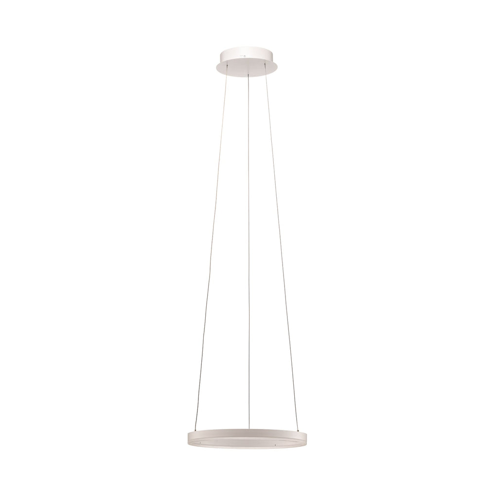 LED pendellampe Albiona ringformet hvit dimbar Ø40 cm montert i rom