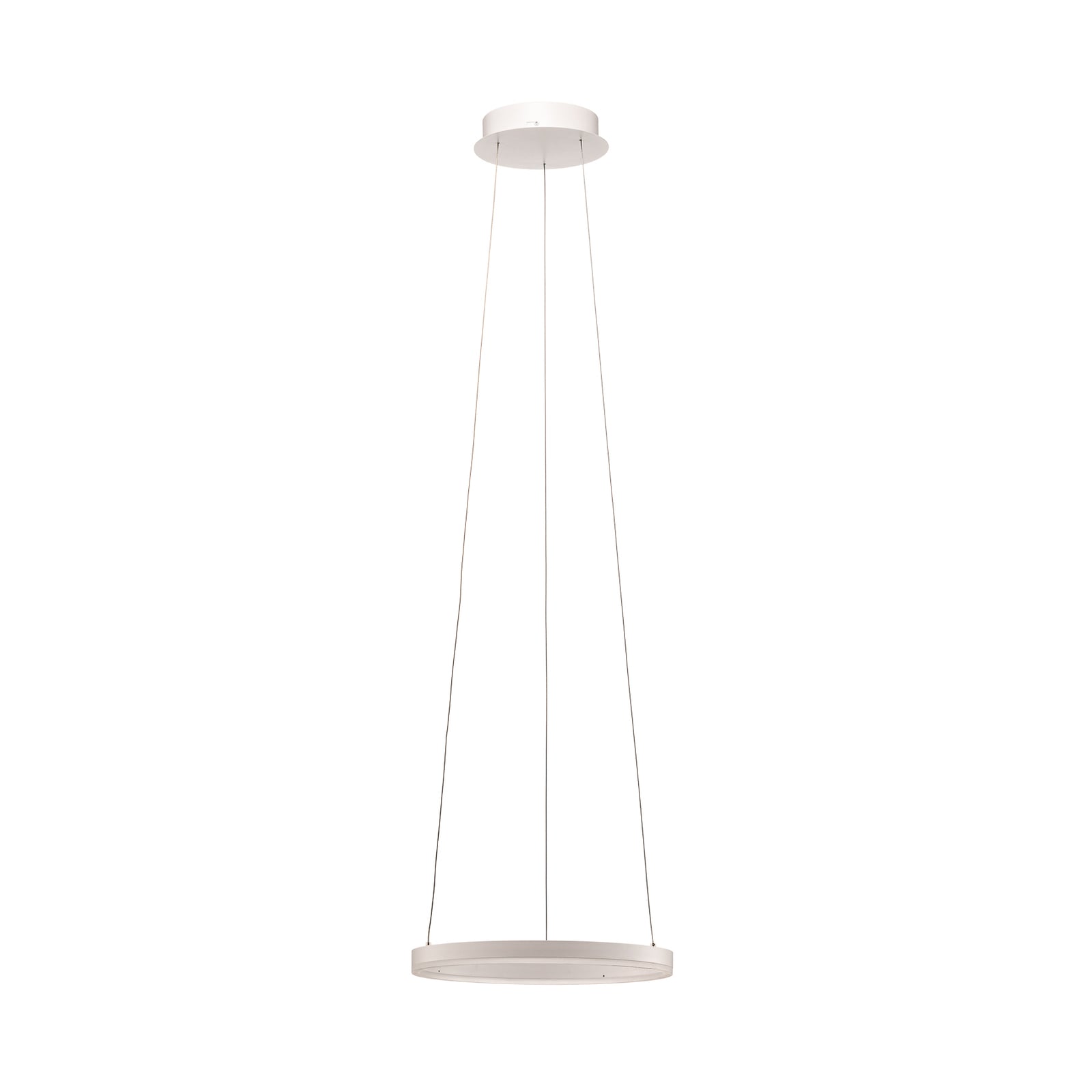 LED pendellampe Albiona ringformet hvit dimbar Ø40 cm montert i rom