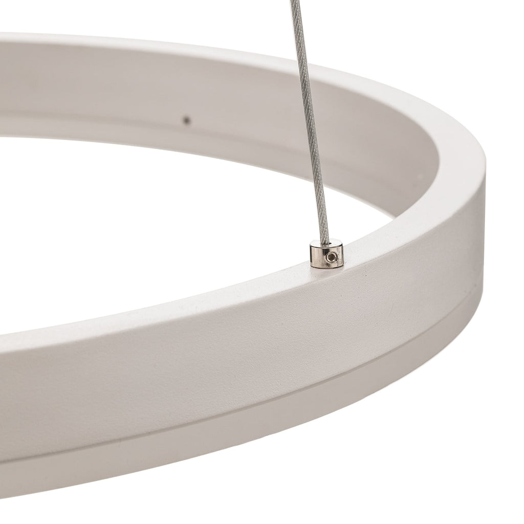 LED pendellampe Albiona ringformet hvit dimbar Ø40 cm lysdetalj
