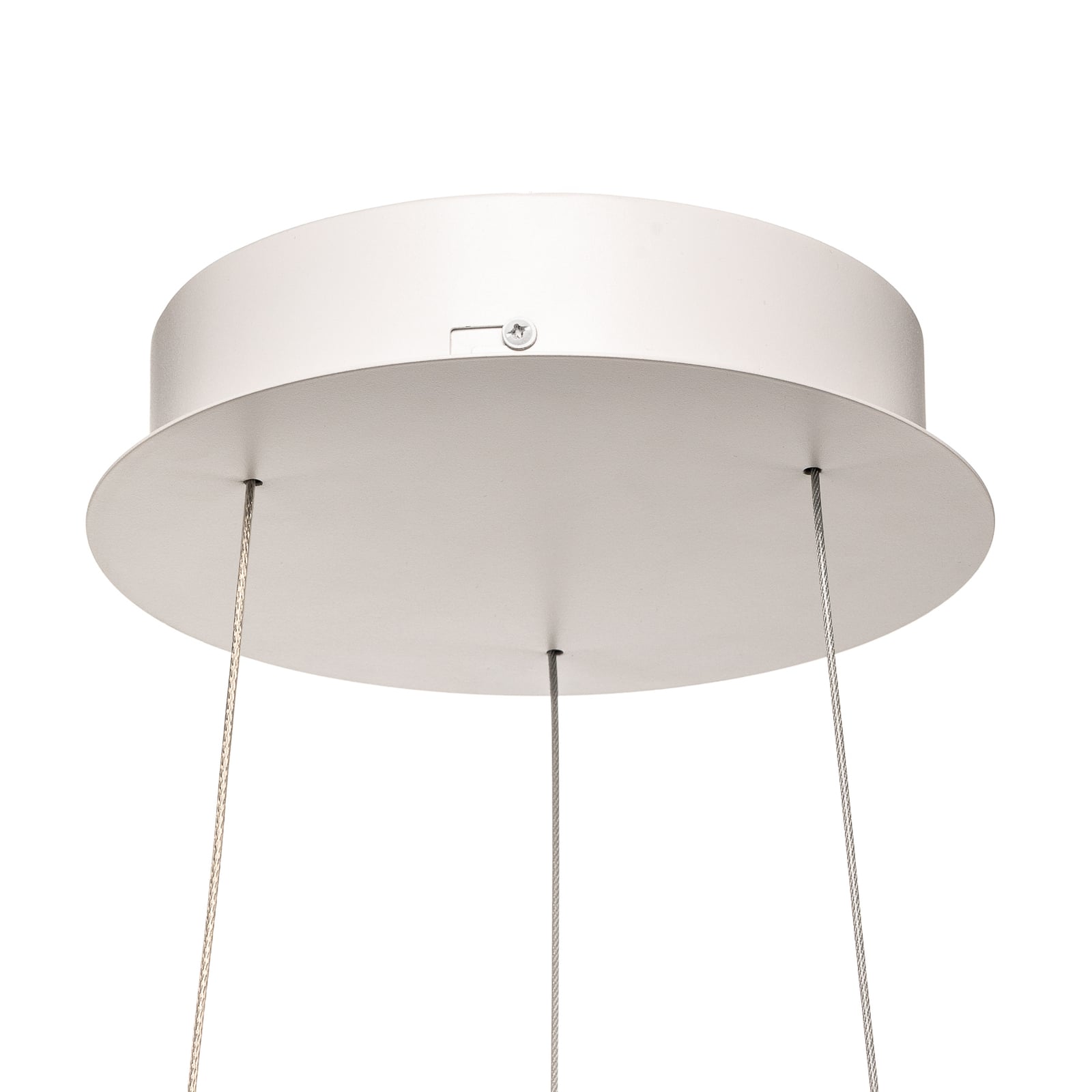 LED pendellampe Albiona ringformet hvit dimbar Ø40 cm opphengsdetalj