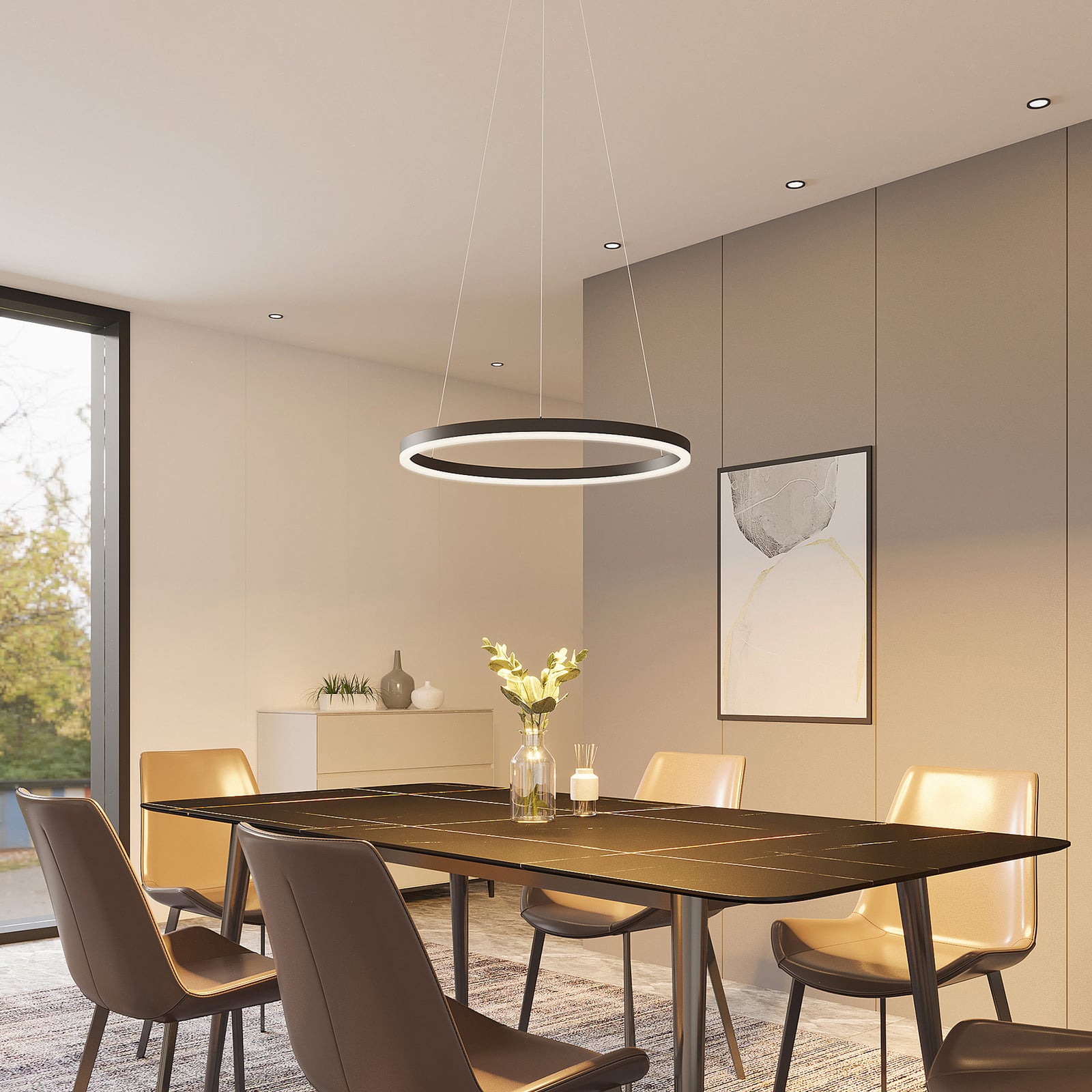 LED pendellampe Albiona ringformet svart bakside