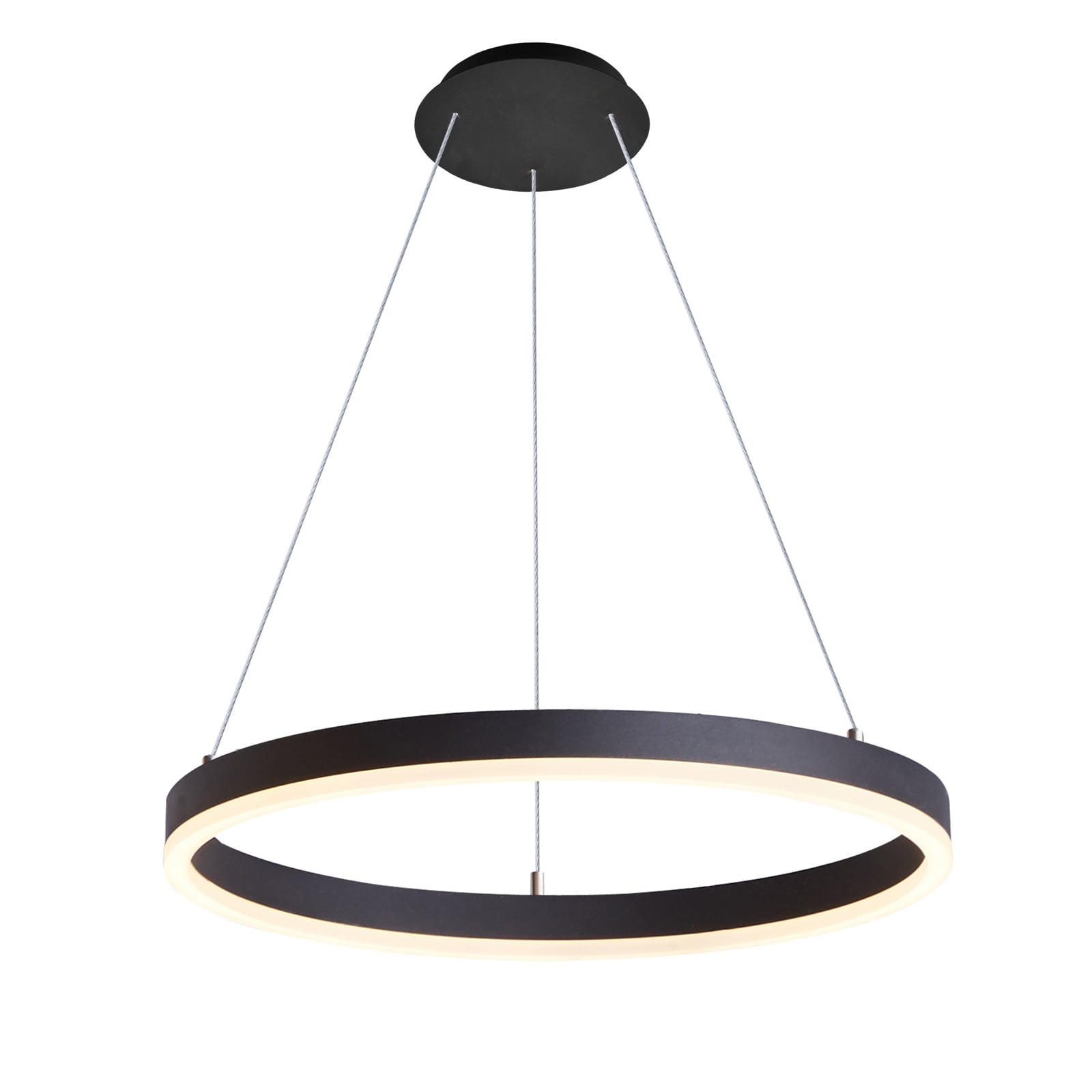 LED pendellampe Albiona ringformet svart detalj av metallring