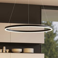 LED pendellampe Albiona ringformet svart dimbar Ø80 cm forfra