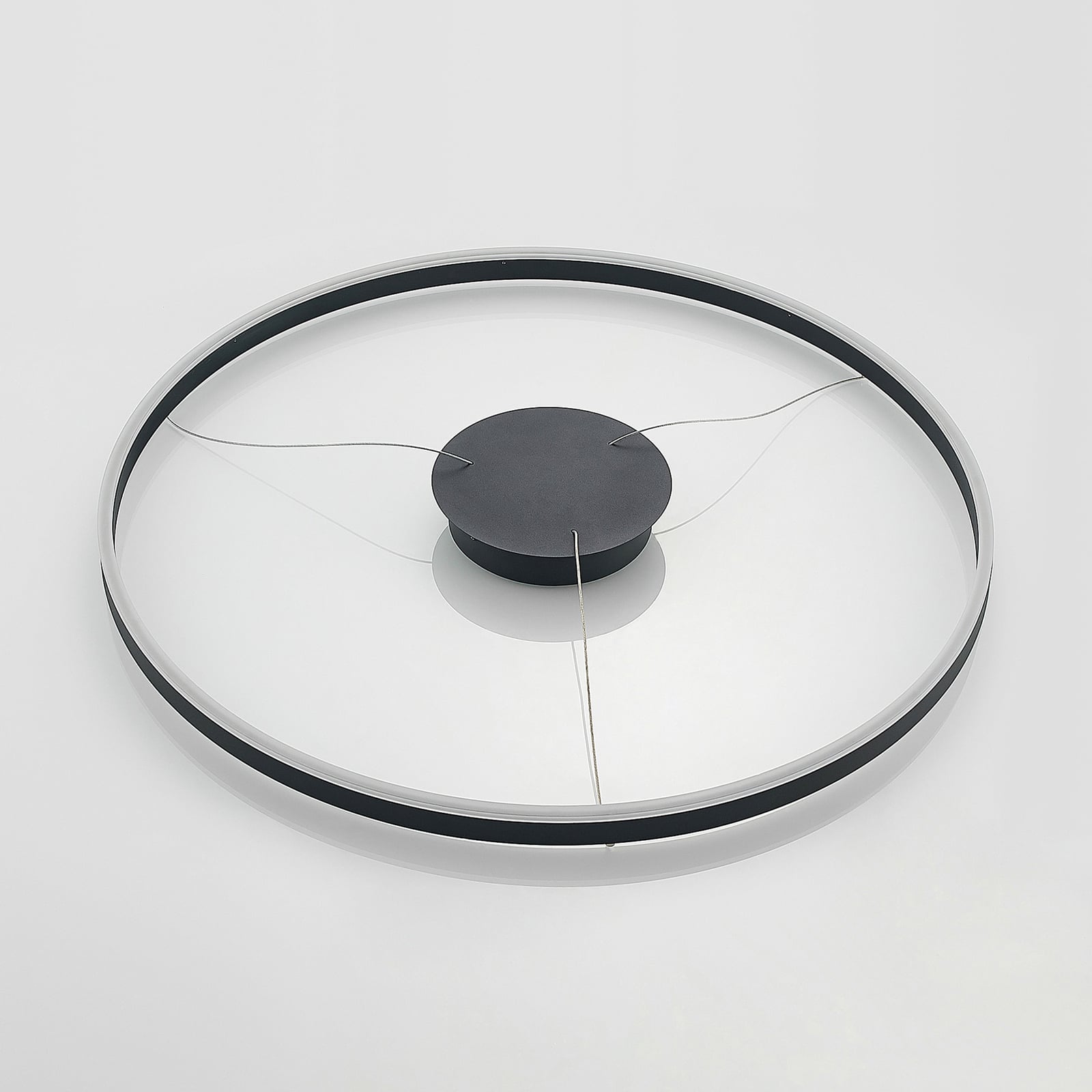LED pendellampe Albiona ringformet svart dimbar Ø80 cm oppheng