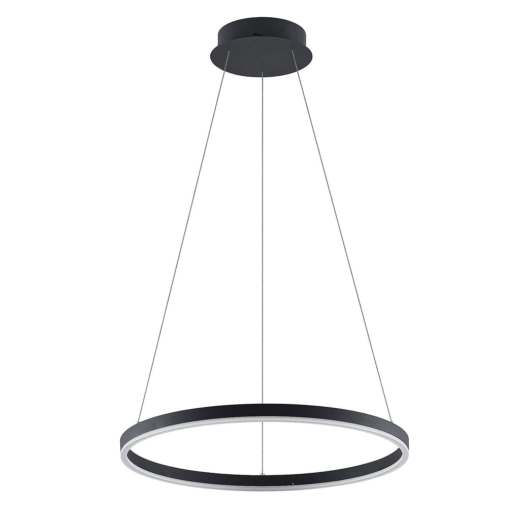 LED pendellampe Albiona ringformet svart montert i rom