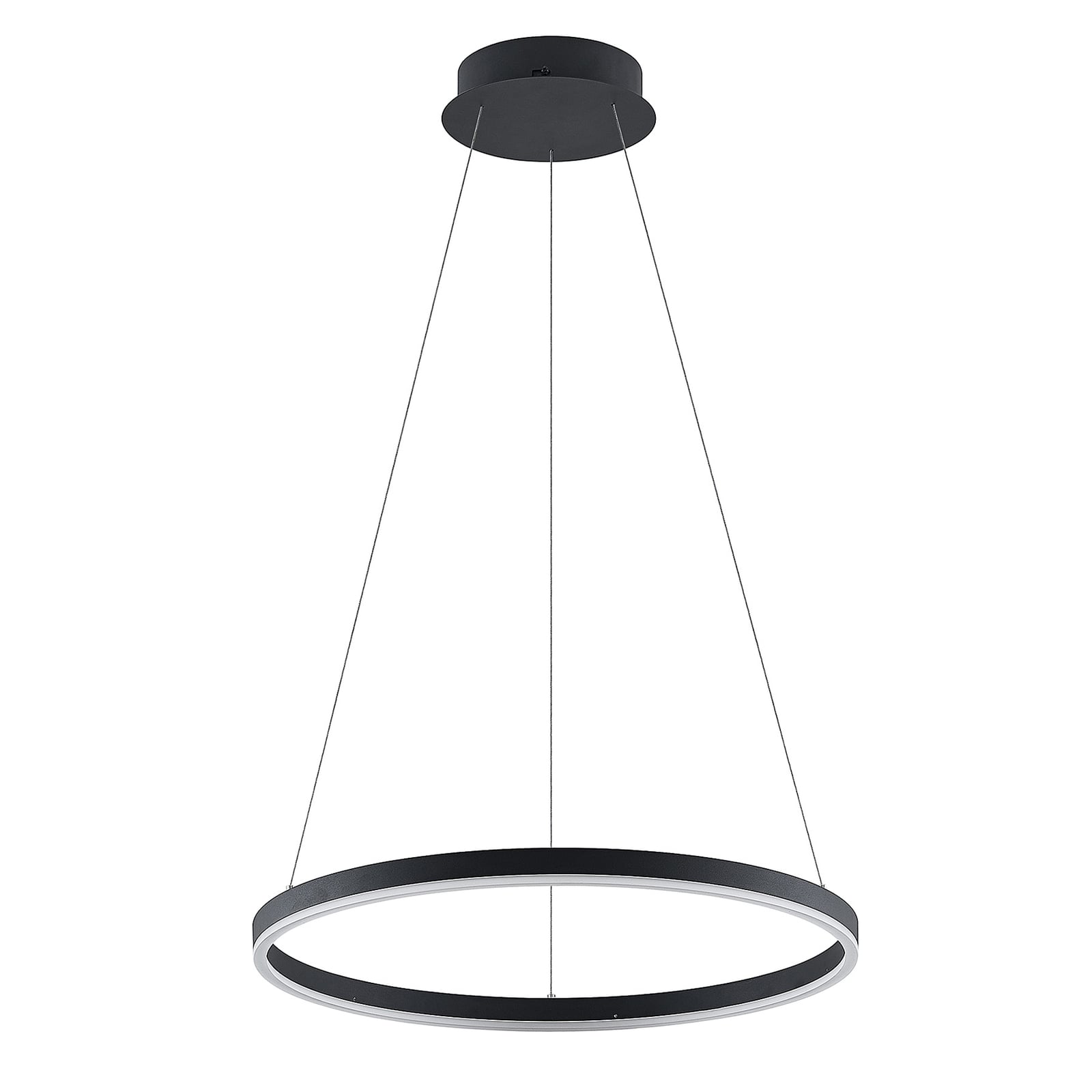 LED pendellampe Albiona ringformet svart montert i rom