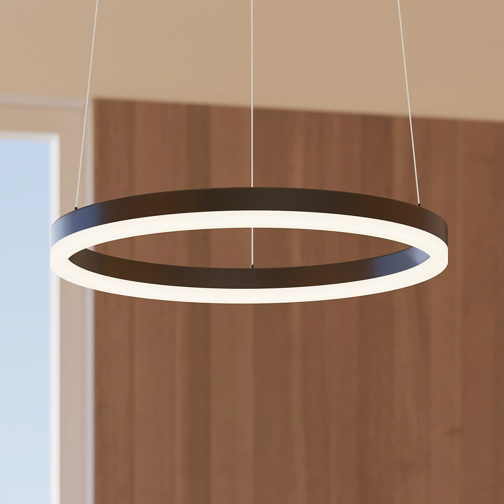 LED pendellampe Albiona ringformet svart Ø40 cm forfra