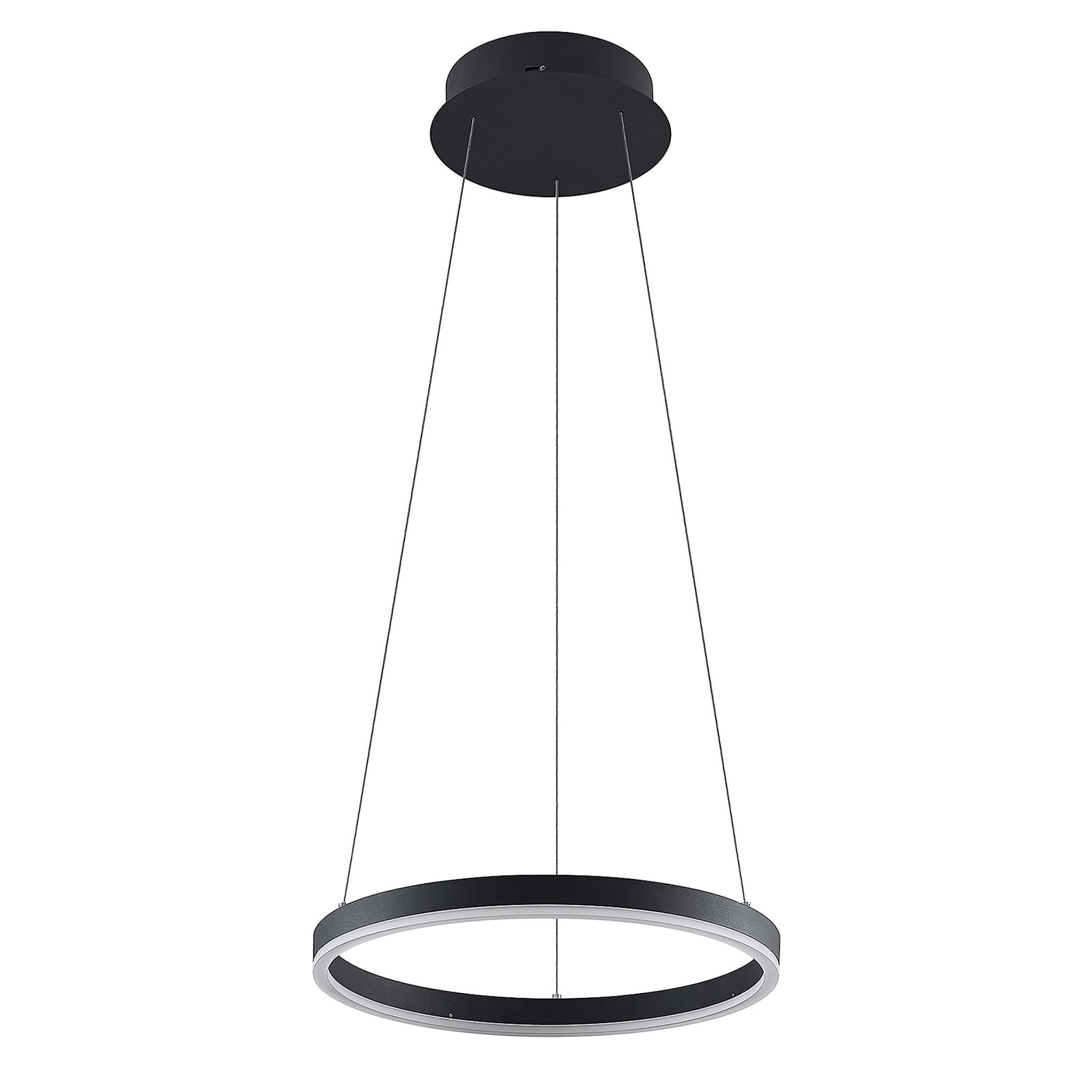 LED pendellampe Albiona ringformet svart Ø40 cm montert over spisebord
