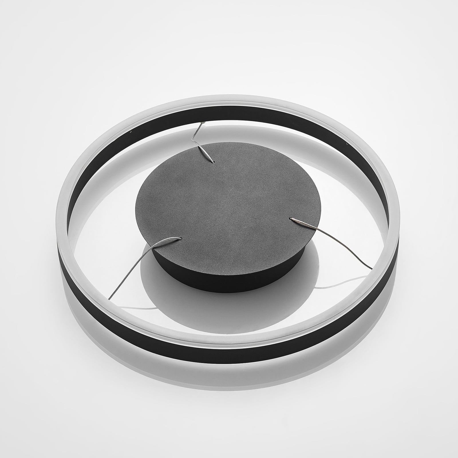 LED pendellampe Albiona ringformet svart Ø40 cm sideprofil
