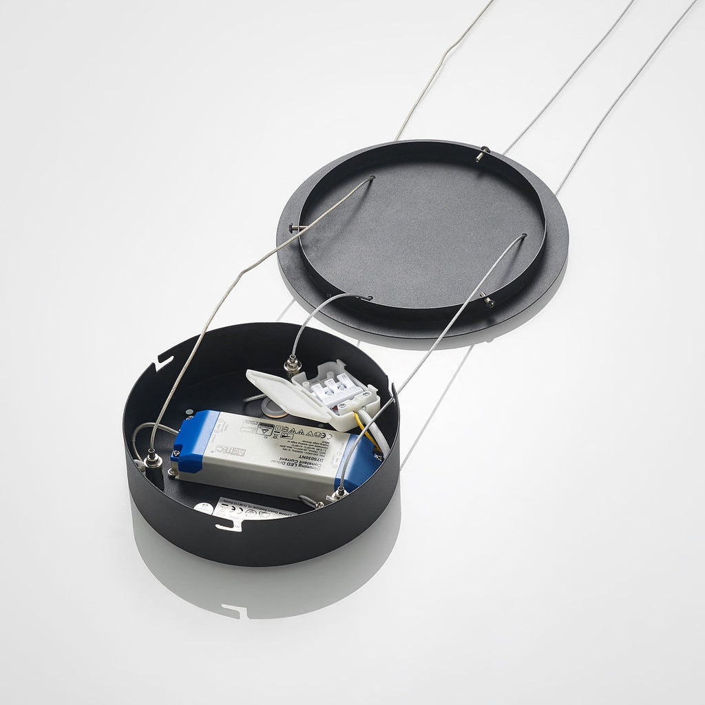 LED pendellampe Albiona ringformet svart Ø40 cm sett fra undersiden