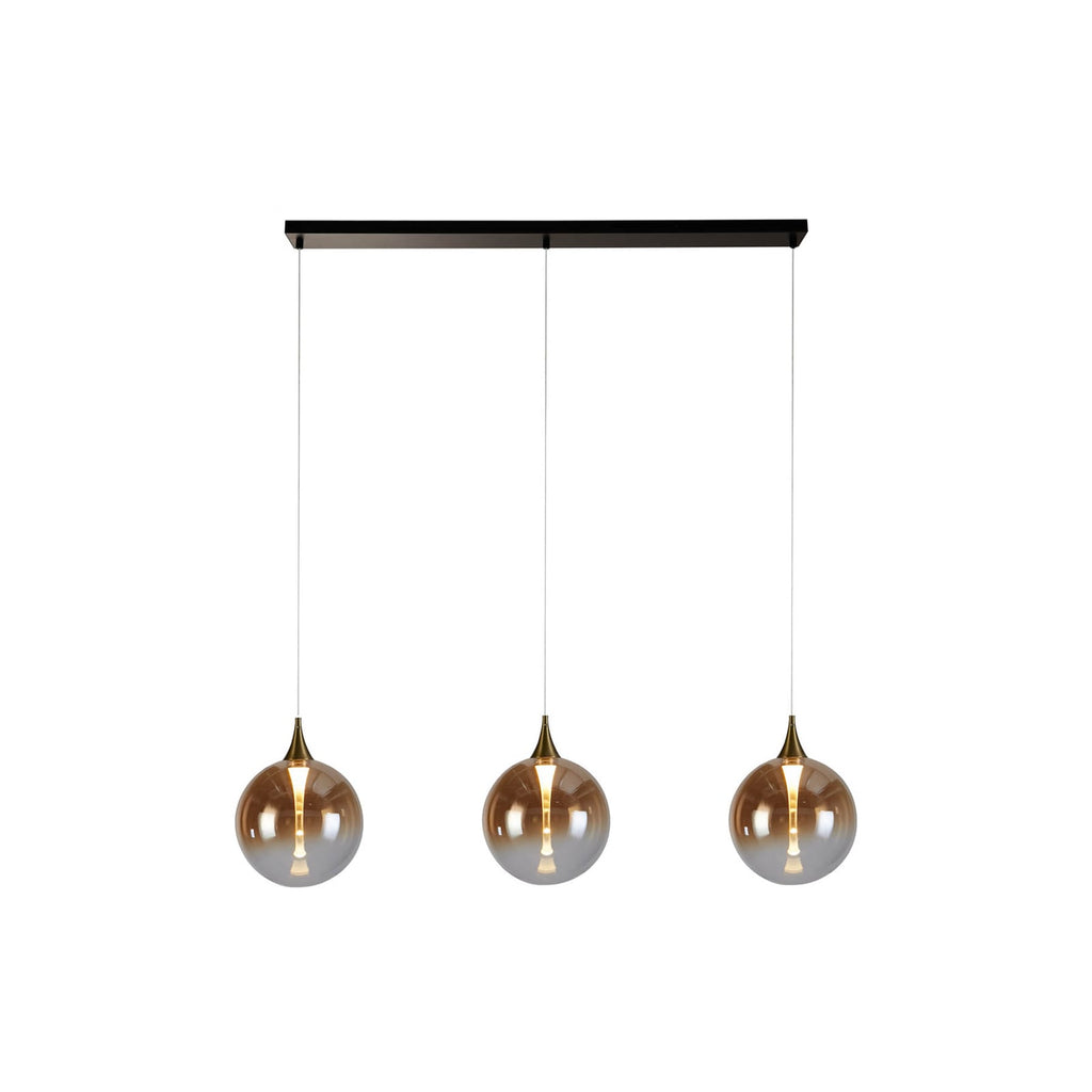 LED pendellampe Alchemy 3-lys ravfarget glass dimbar forfra