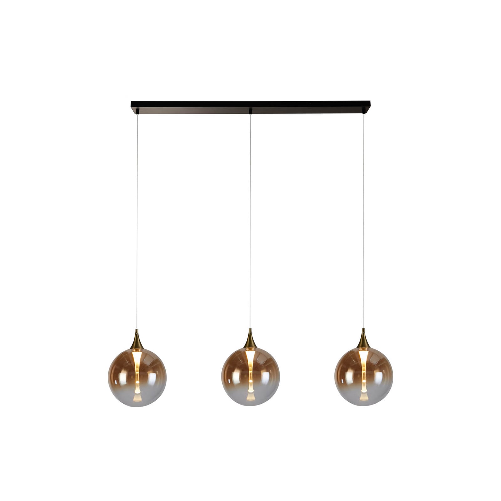 LED pendellampe Alchemy 3-lys ravfarget glass dimbar forfra