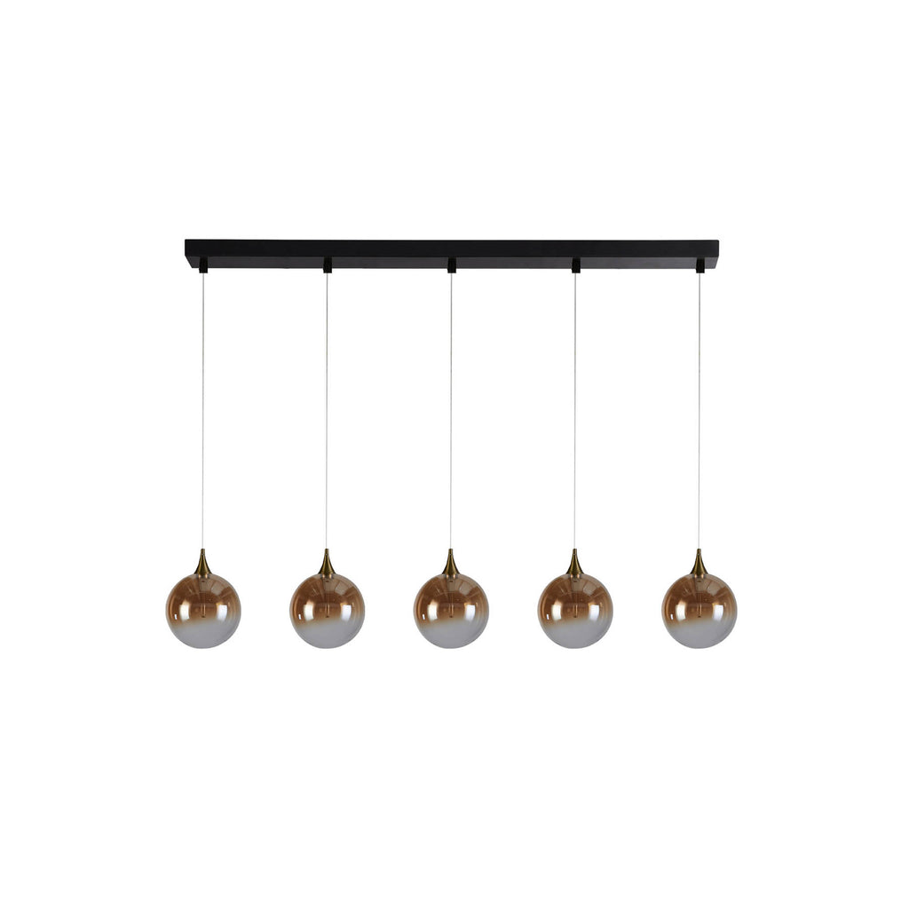 LED pendellampe Alchemy 5-lys ravfarget glass dimbar forfra