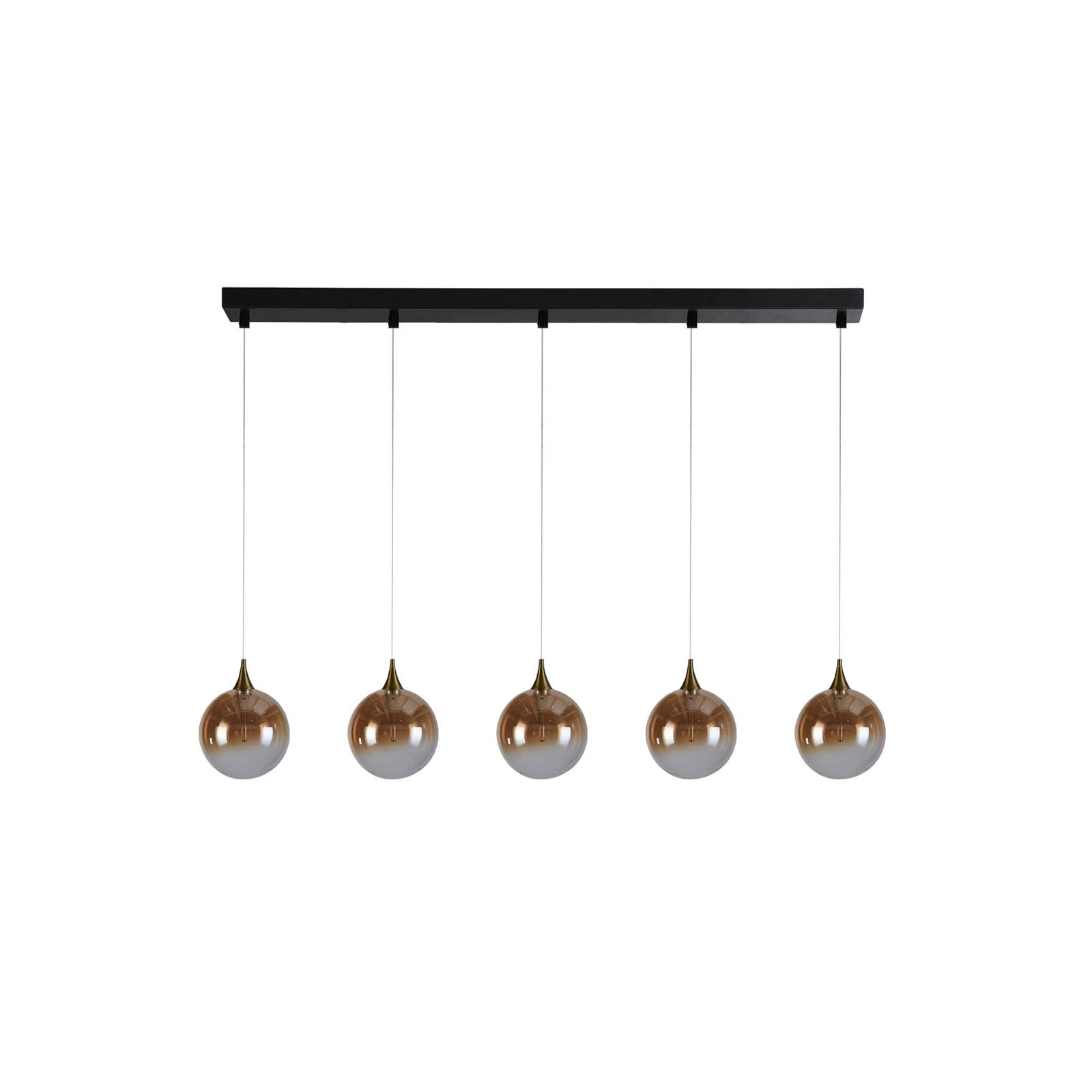 LED pendellampe Alchemy 5-lys ravfarget glass dimbar forfra