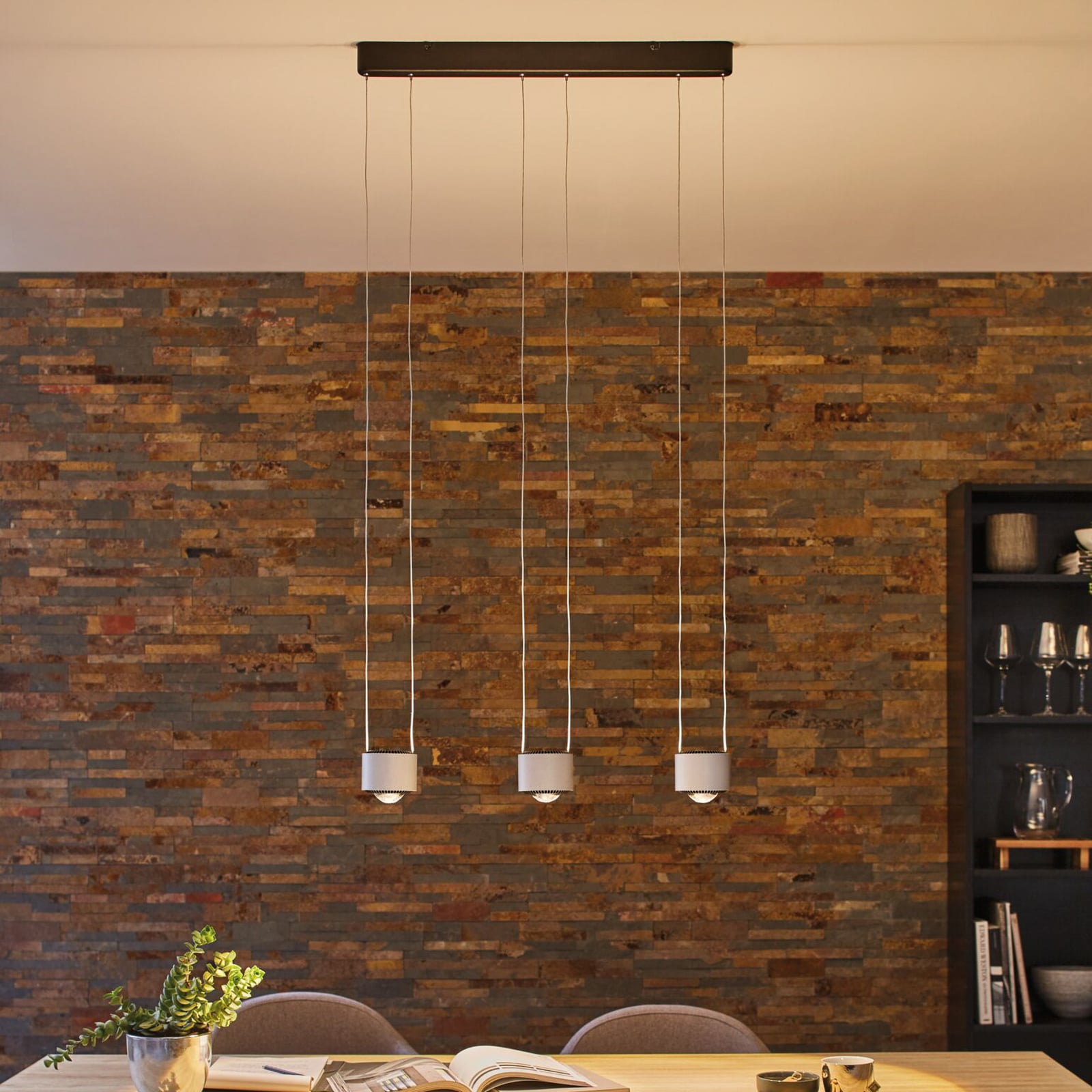 LED pendellampe Aldan 3-lys dimbar aluminium 67 cm bakside