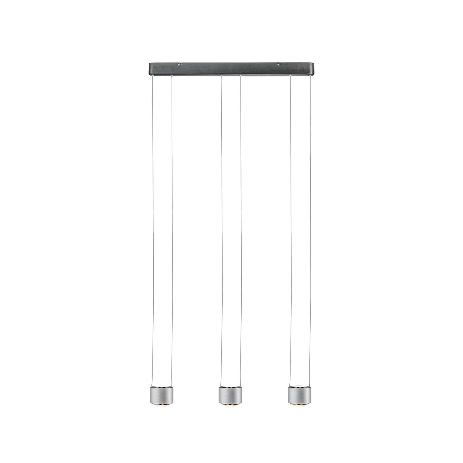 LED pendellampe Aldan 3-lys dimbar aluminium 67 cm montert i stue