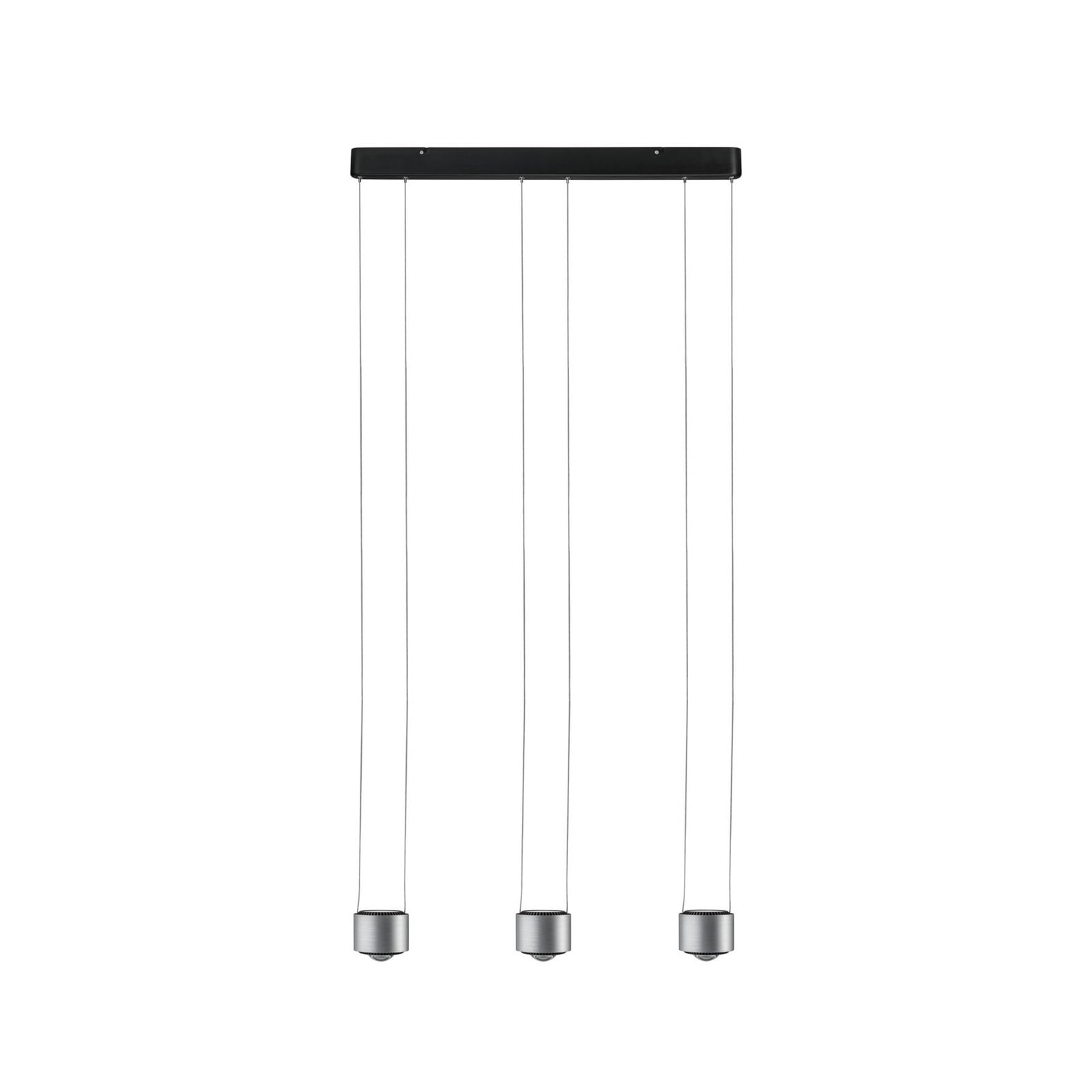LED pendellampe Aldan 3-lys dimbar aluminium 67 cm nærbilde av lys