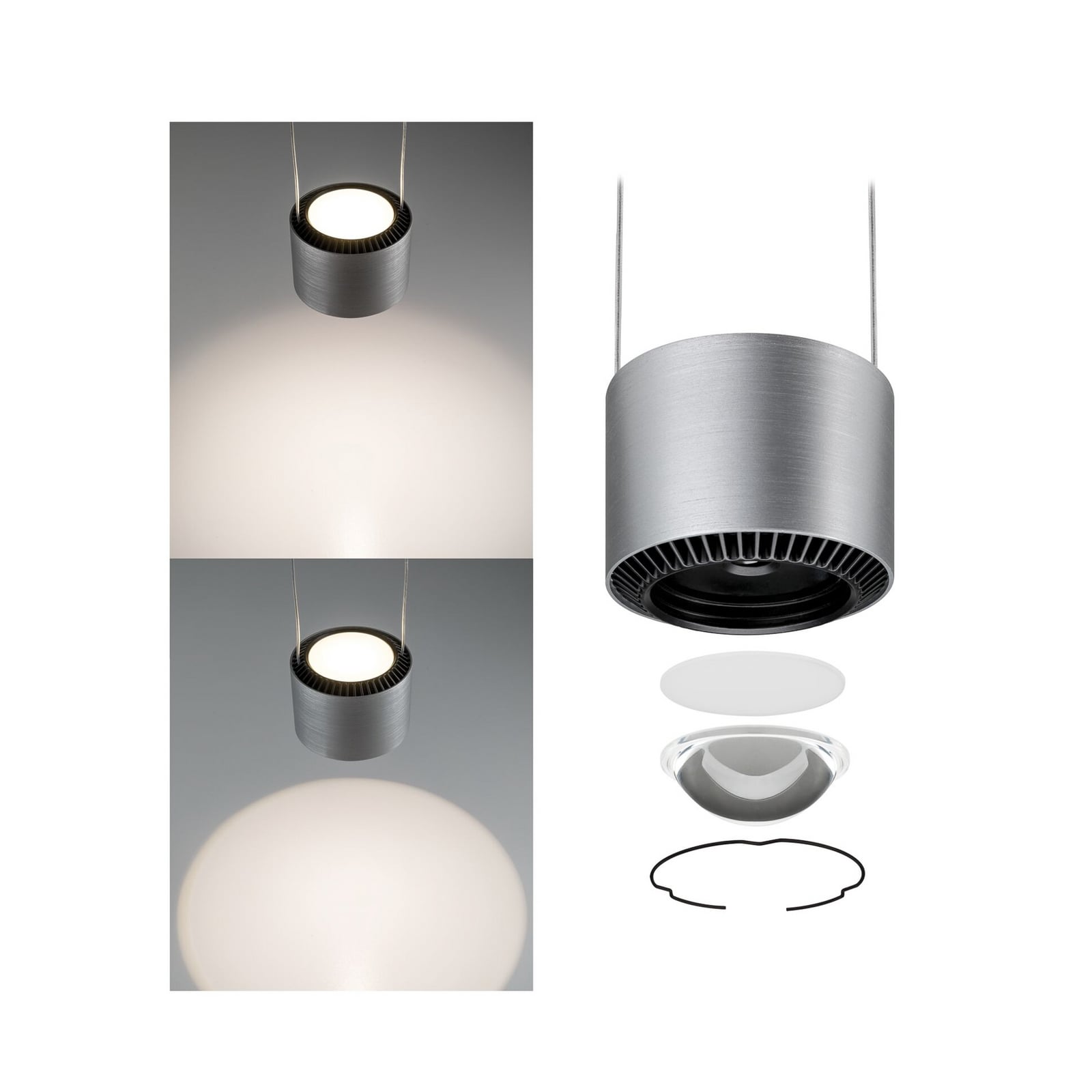 LED pendellampe Aldan 3-lys dimbar aluminium 67 cm LED-lyskilde