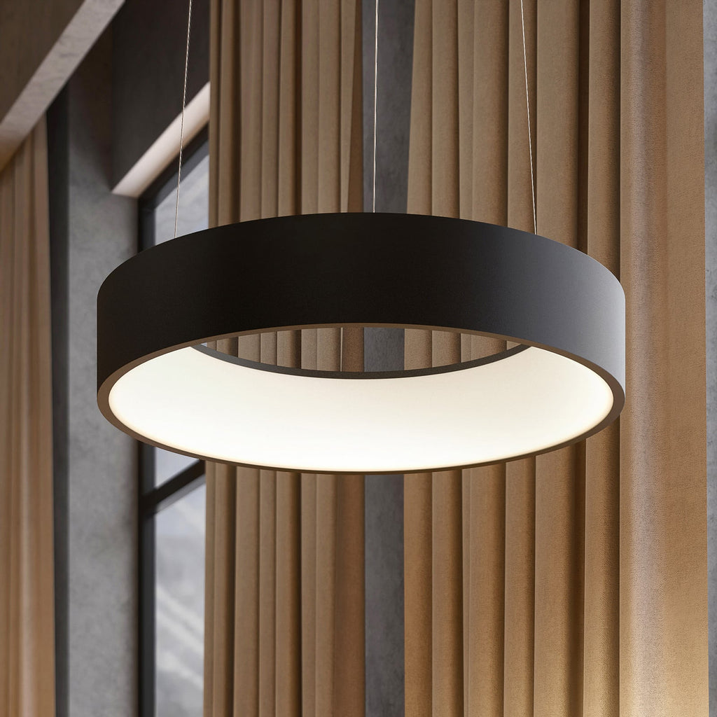 LED pendellampe Aleksi svart Ø45 cm CCT dimbar forfra