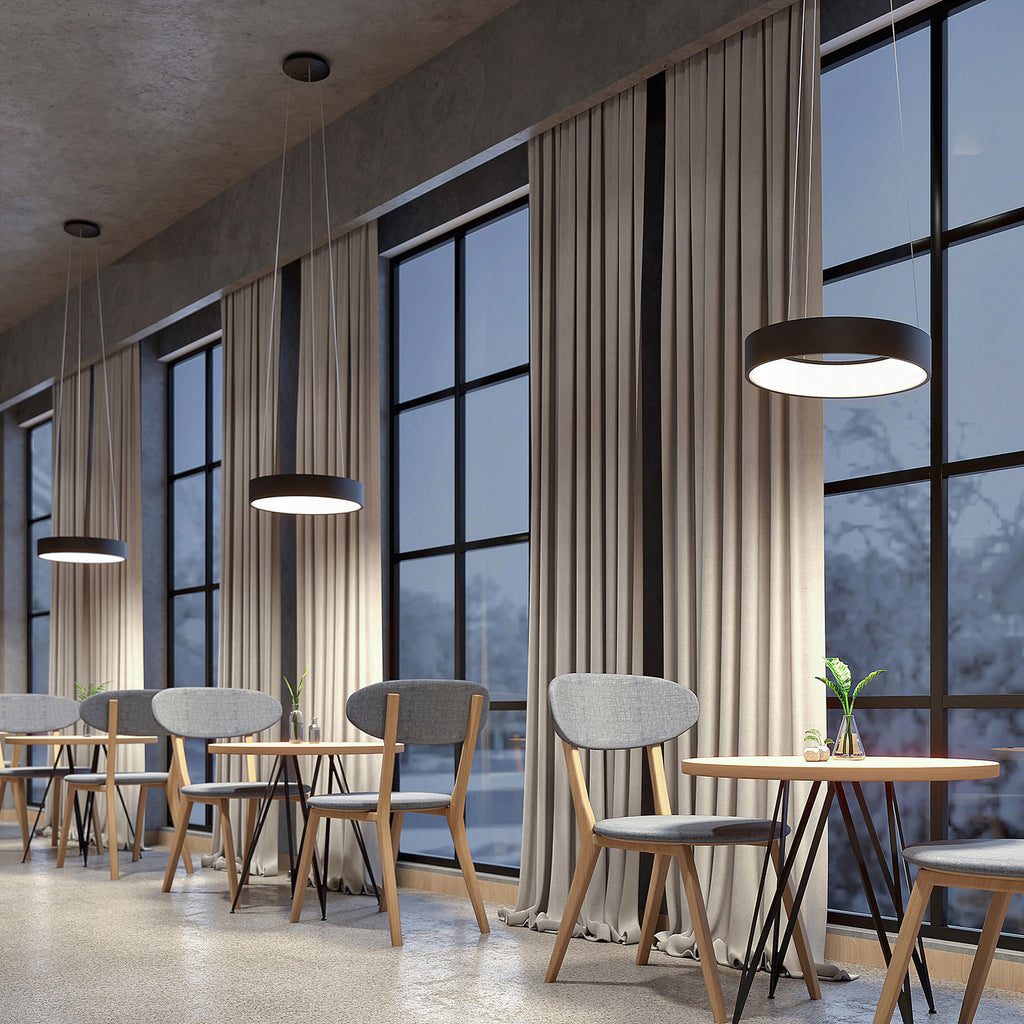LED pendellampe Aleksi svart Ø45 cm CCT dimbar detalj av bryter