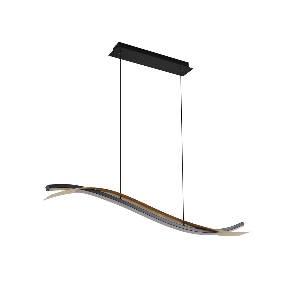 LED pendellampe Alevia dimbar CCT svart/gull 100 cm montert i rom