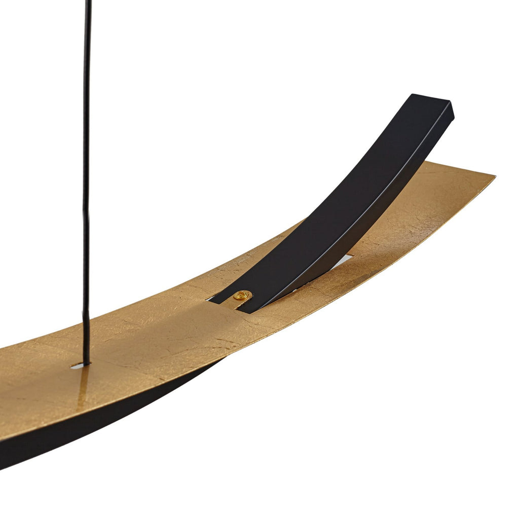 LED pendellampe Alevia dimbar CCT svart/gull 100 cm design detalj
