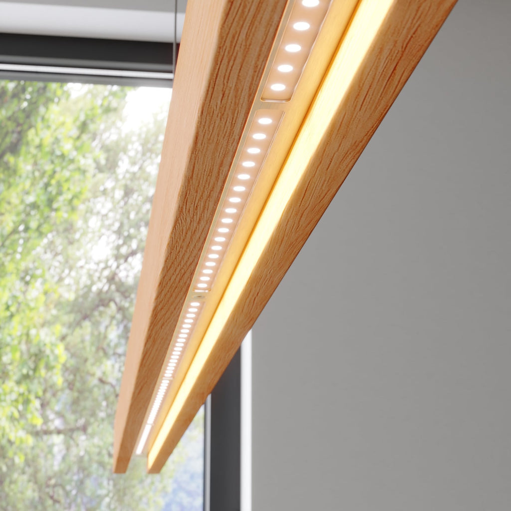 LED pendellampe Alin eik metall og eik detalj