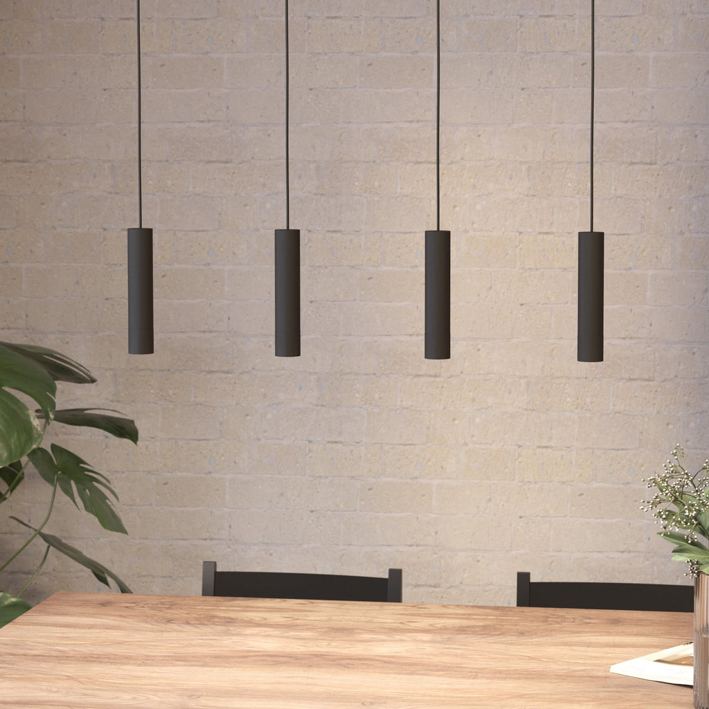 LED pendellampe Almudaina 4-lys svart 84 cm dimbar forfra