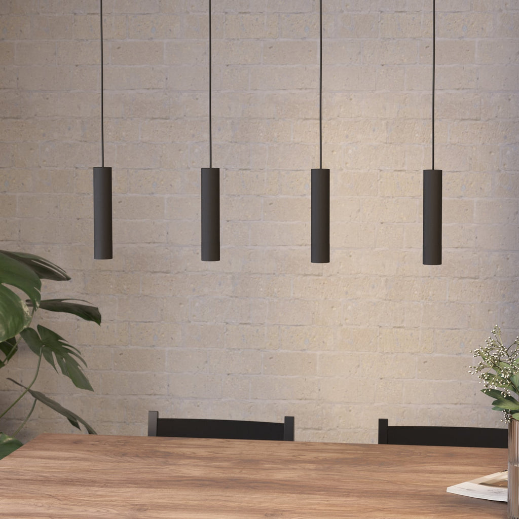 LED pendellampe Almudaina 4-lys svart 84 cm dimbar bakside