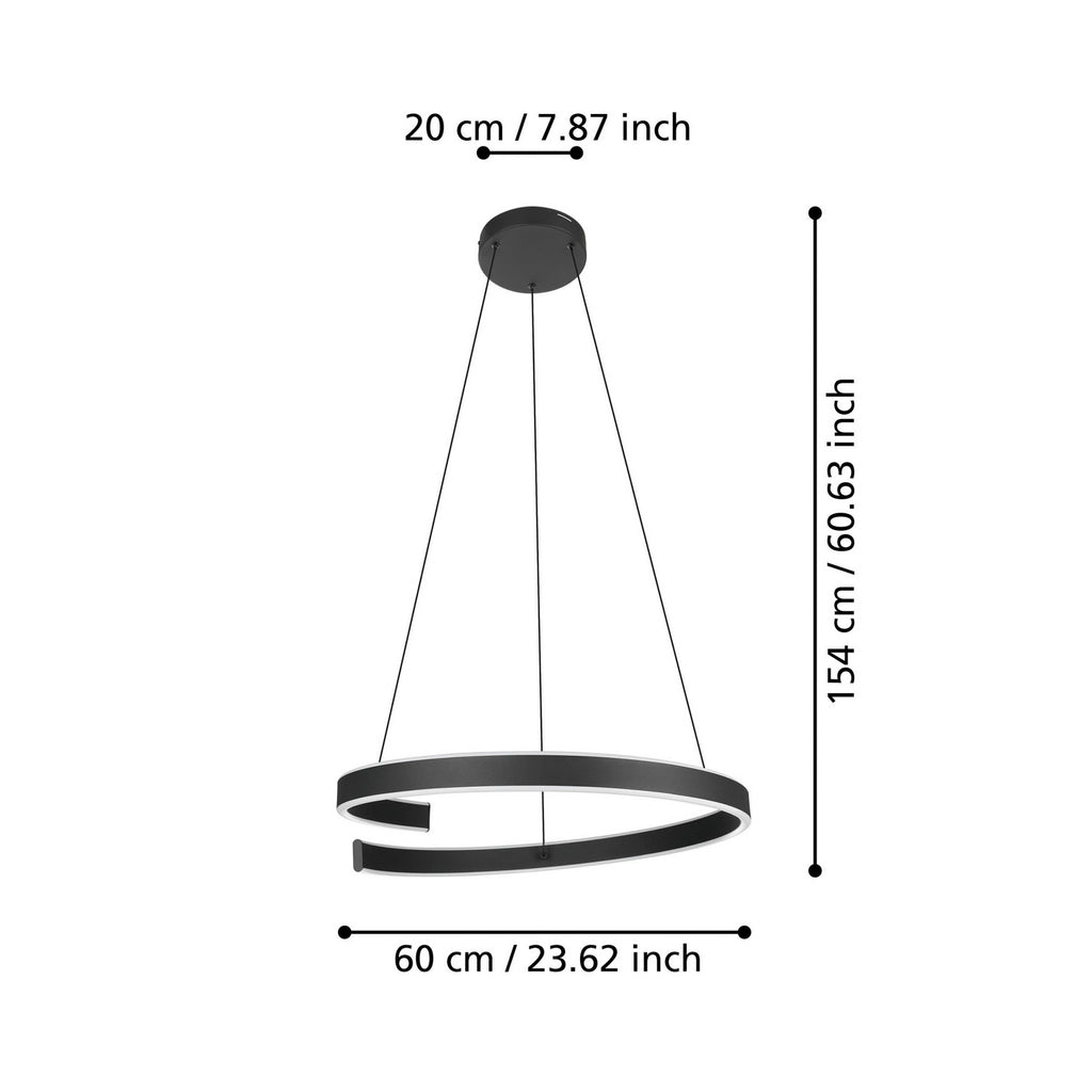 Detalj av LED pendellampe Andabaia-Z svart CCT