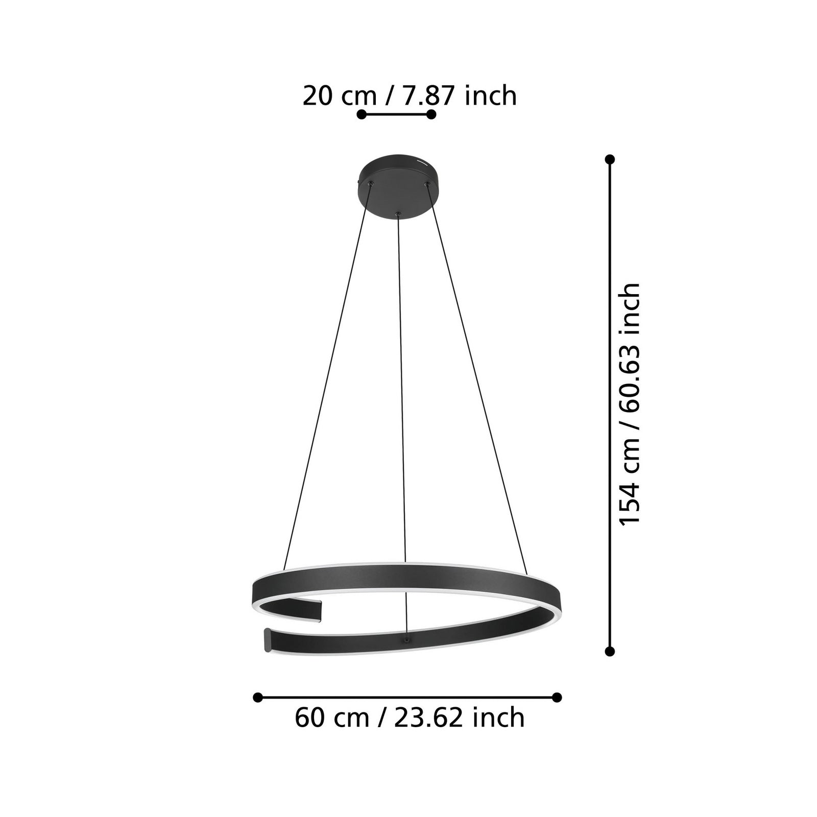 Detalj av LED pendellampe Andabaia-Z svart CCT