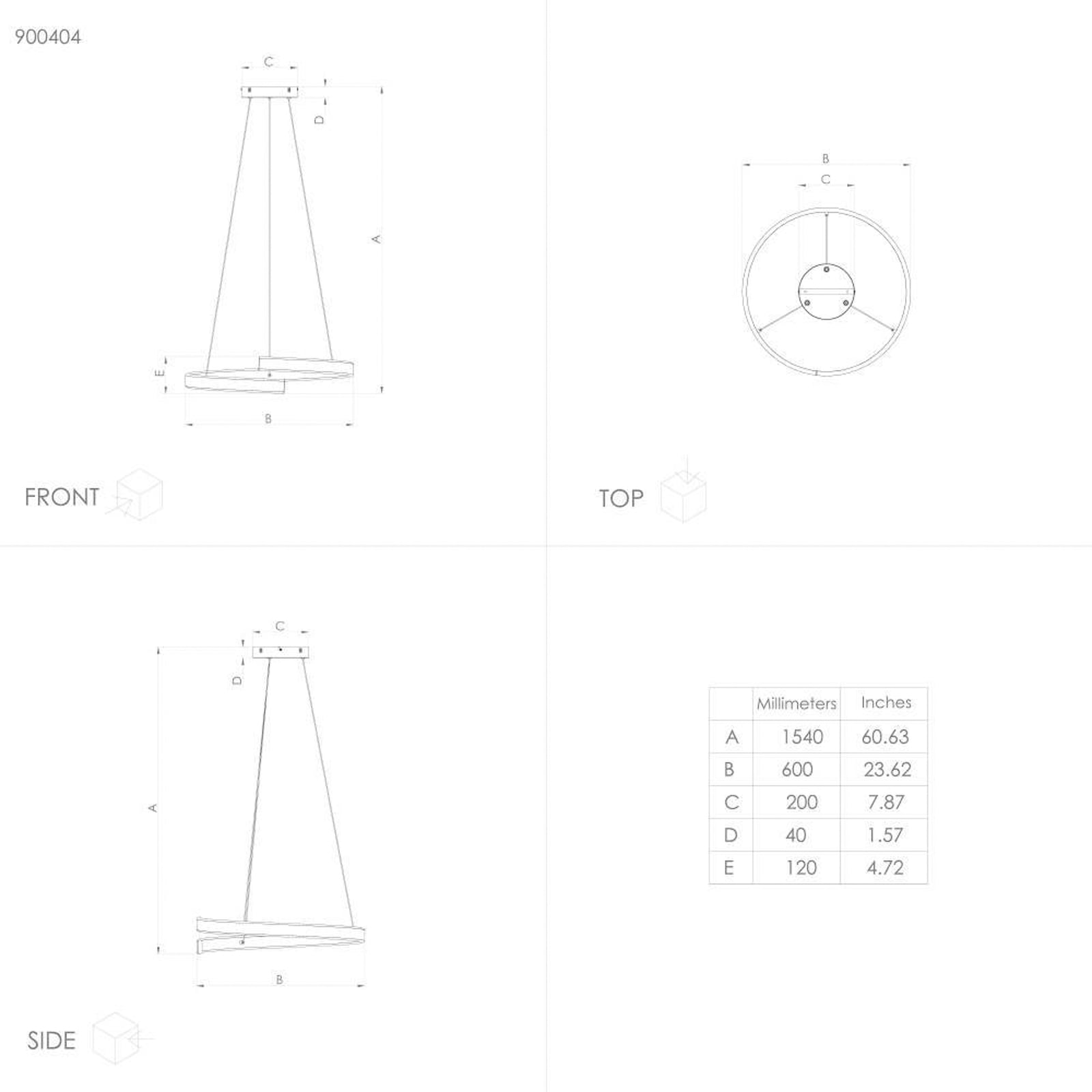 Montert LED pendellampe Andabaia-Z svart CCT i rom