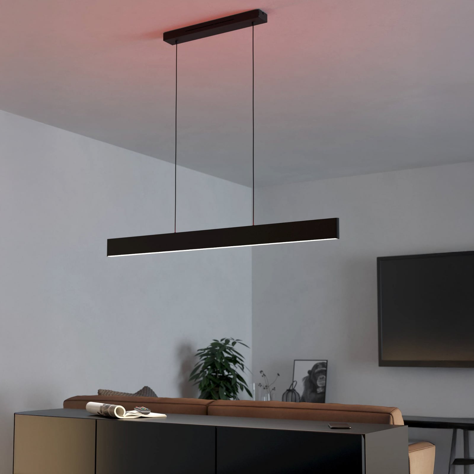 LED pendellampe Andreas-Z CCT RGB ZigBee svart med fjernkontroll
