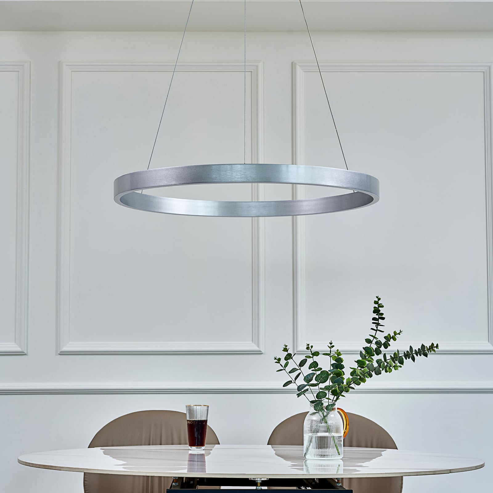 LED pendellampe Answin aluminium sølv Ø80 cm bakside