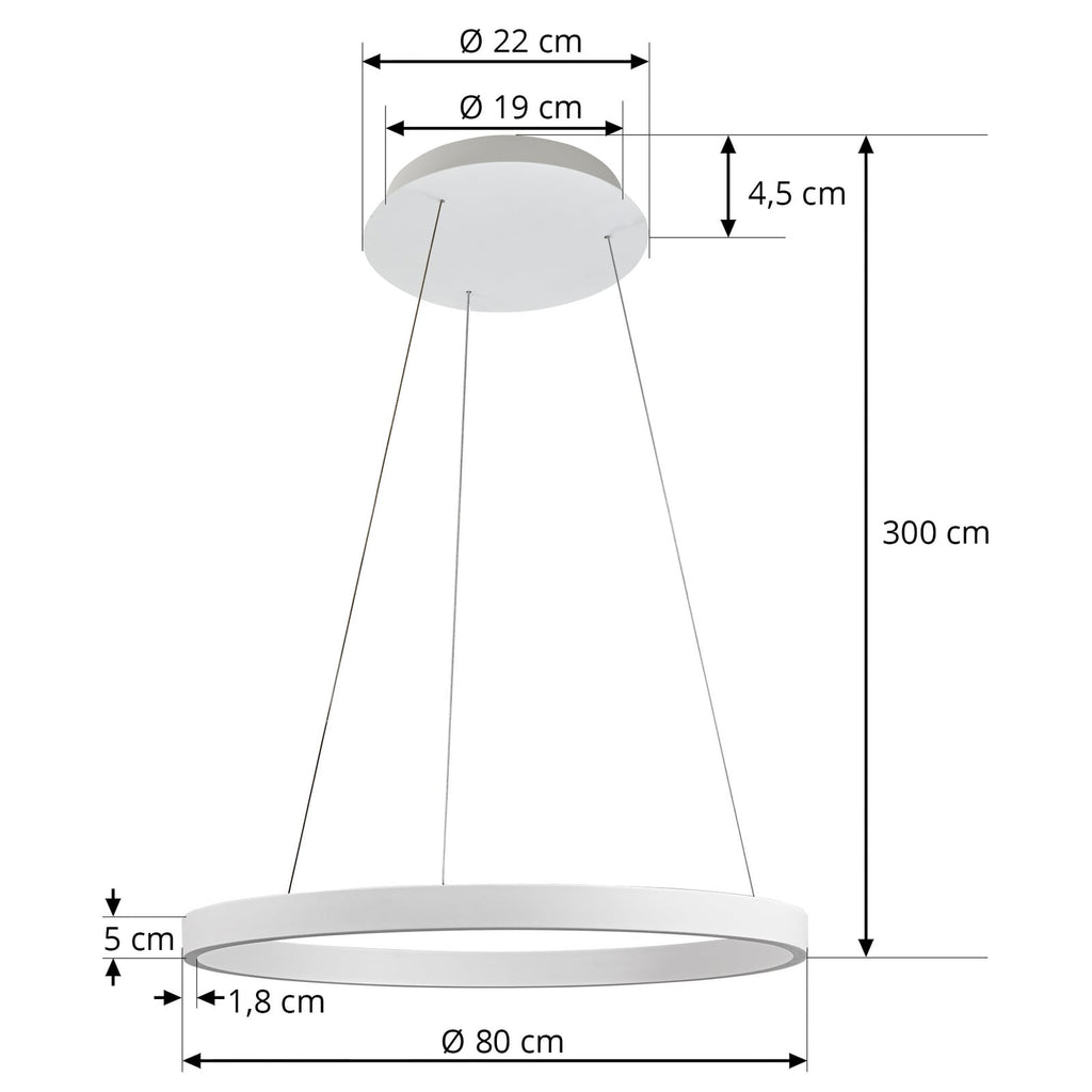 LED pendellampe Answin aluminium sølv Ø80 cm detalj