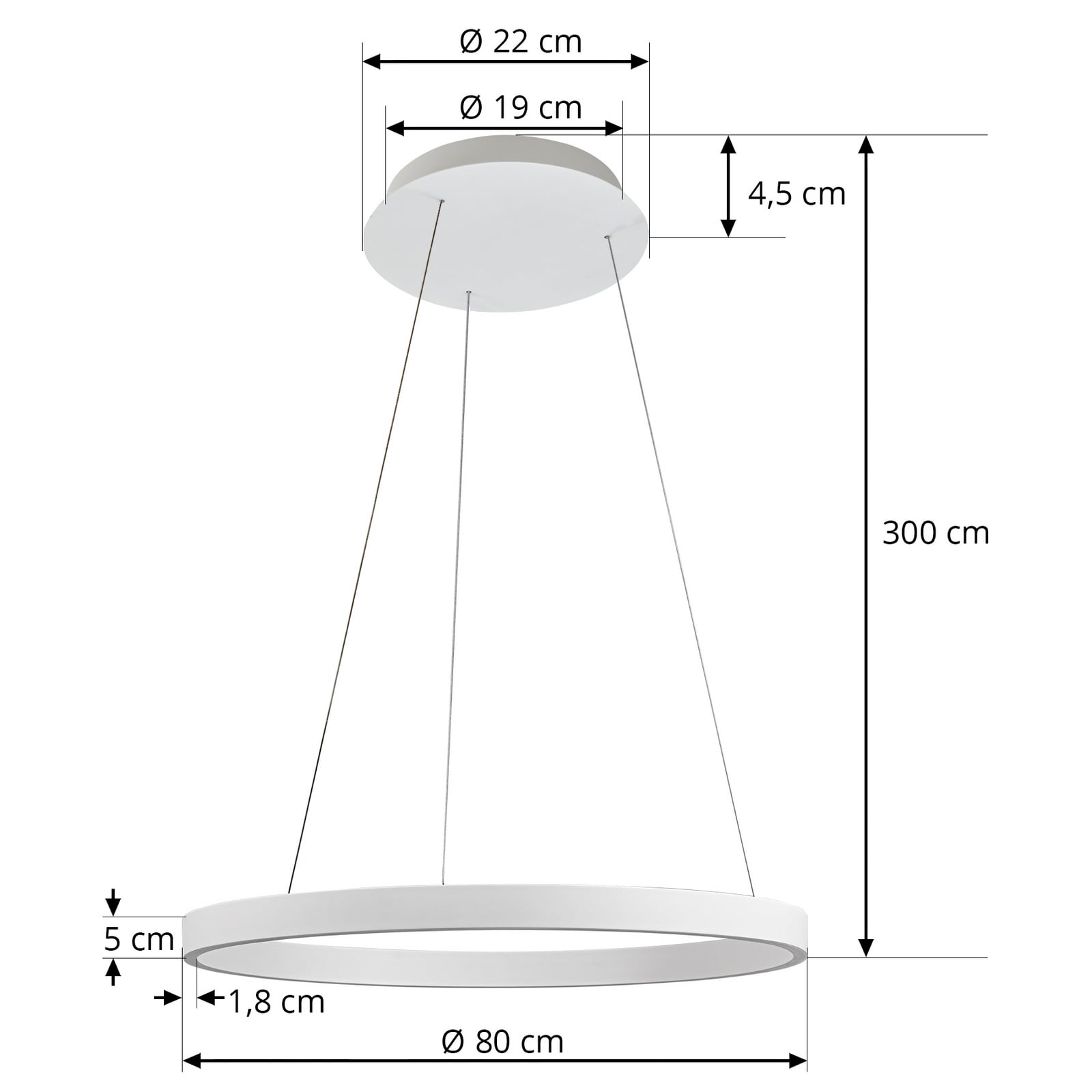 LED pendellampe Answin aluminium sølv Ø80 cm detalj