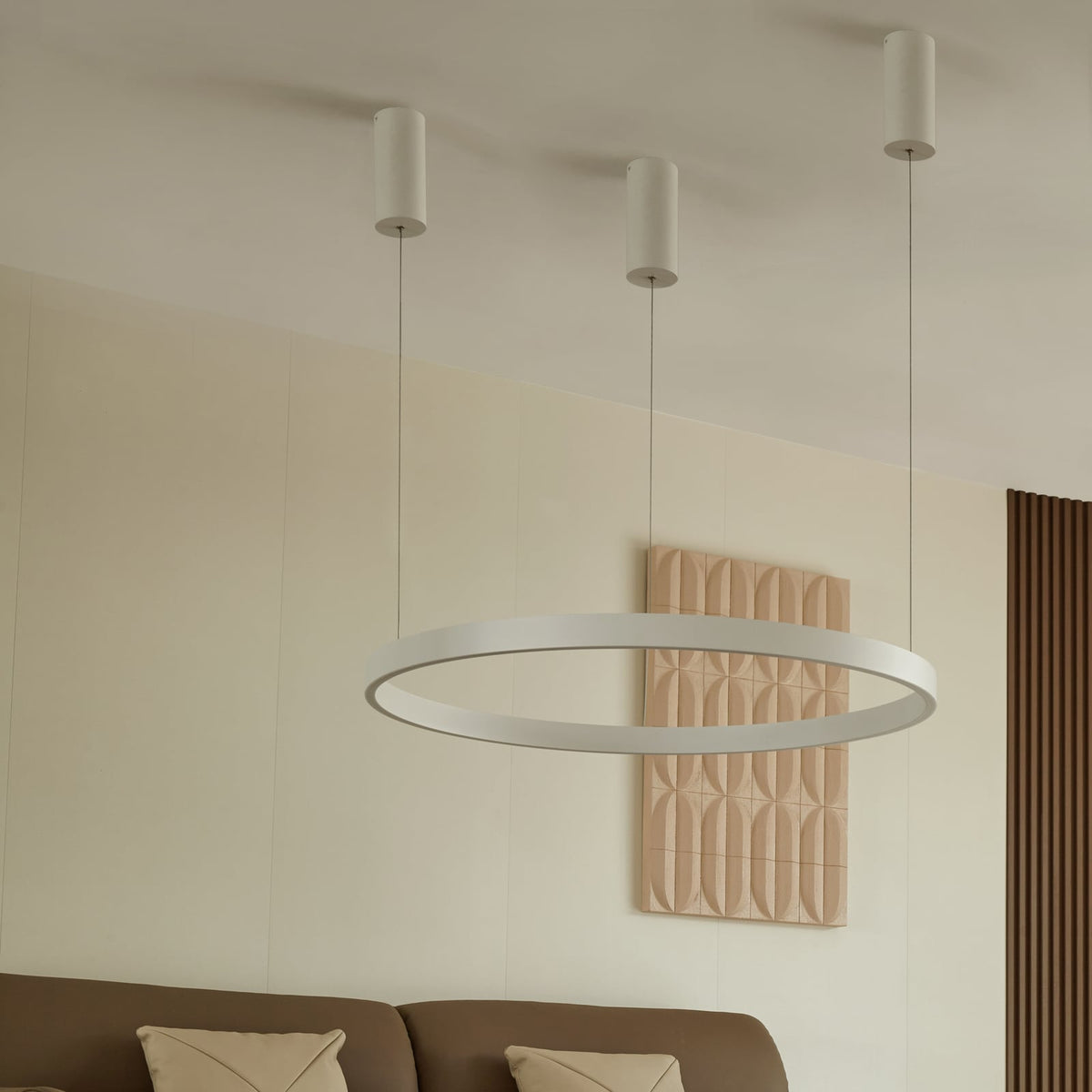 LED pendellampe Answin metall sand Ø96 cm varmhvit bakside