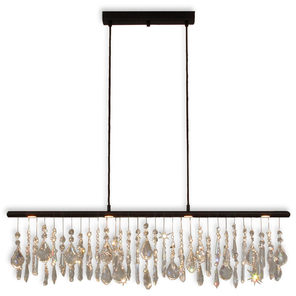 LED pendellampe Anteo krystall dimbar 95 cm detalj av krystaller